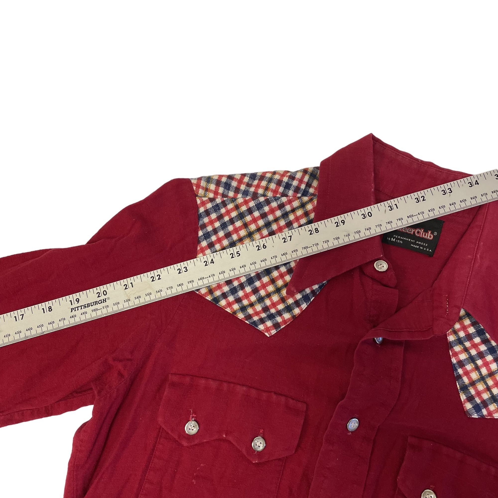 Other Vtg Focus ULTRA SOFT Flannel Red Cowboy Western Plaid Shirt Size US M / EU 48-50 / 2 - 6 Thumbnail