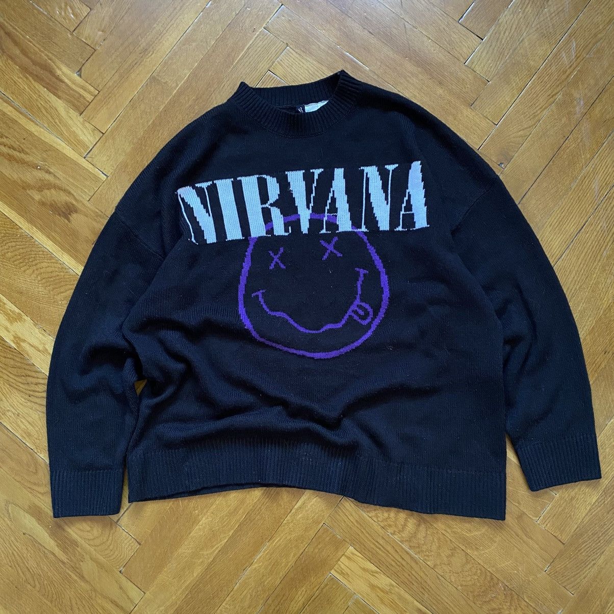 Band Tees NIRVANA Y2K BIG LOGO KNITTED SWEATER Size US L / EU 52-54 / 3 - 1 Thumbnail