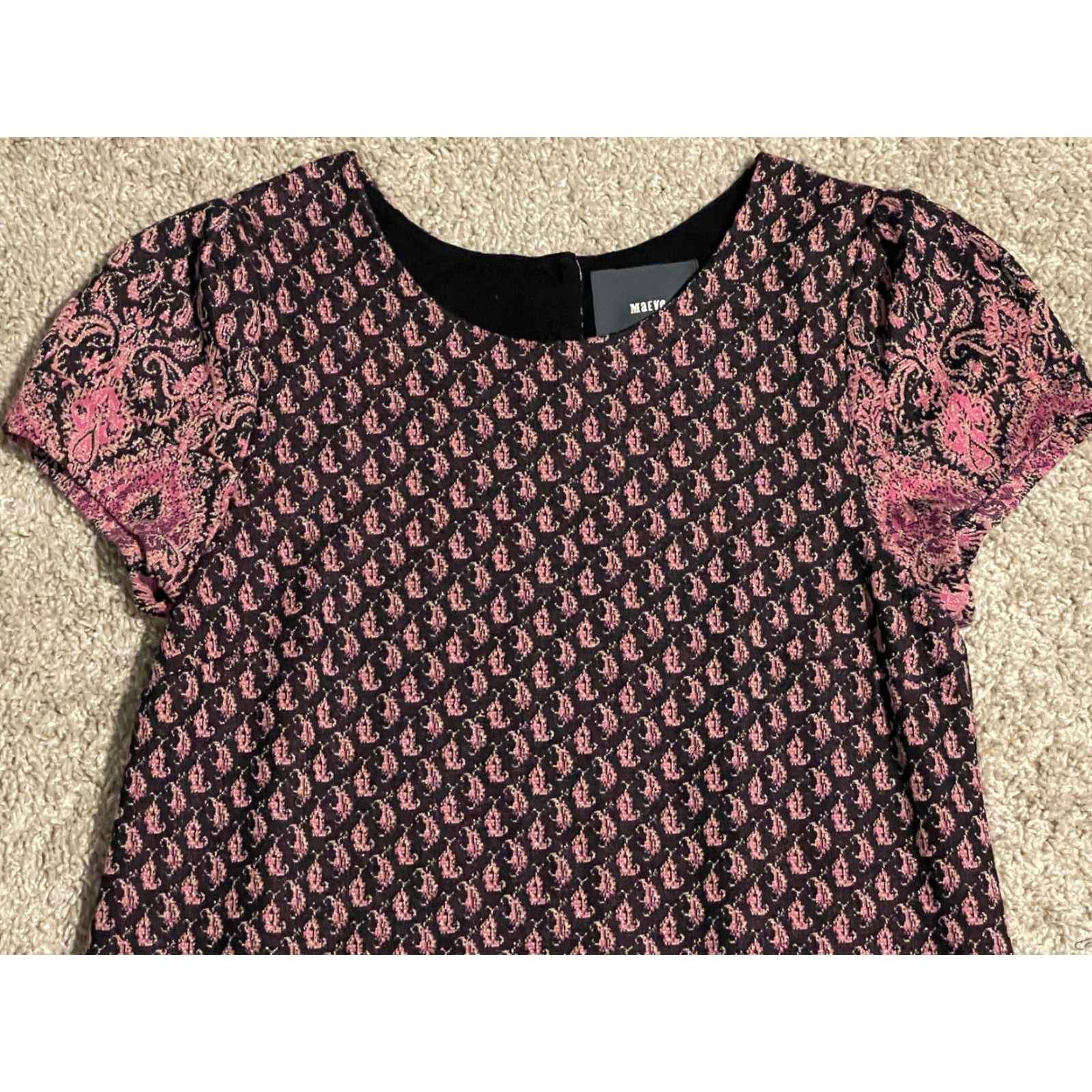 Anthropologie ANTHROPOLOGIE MAEVE Jacquard Metallic Shift Dress Boho L A-Line Knee Length Women Multicolor Size L / US 10 / IT 46 - 3 Thumbnail