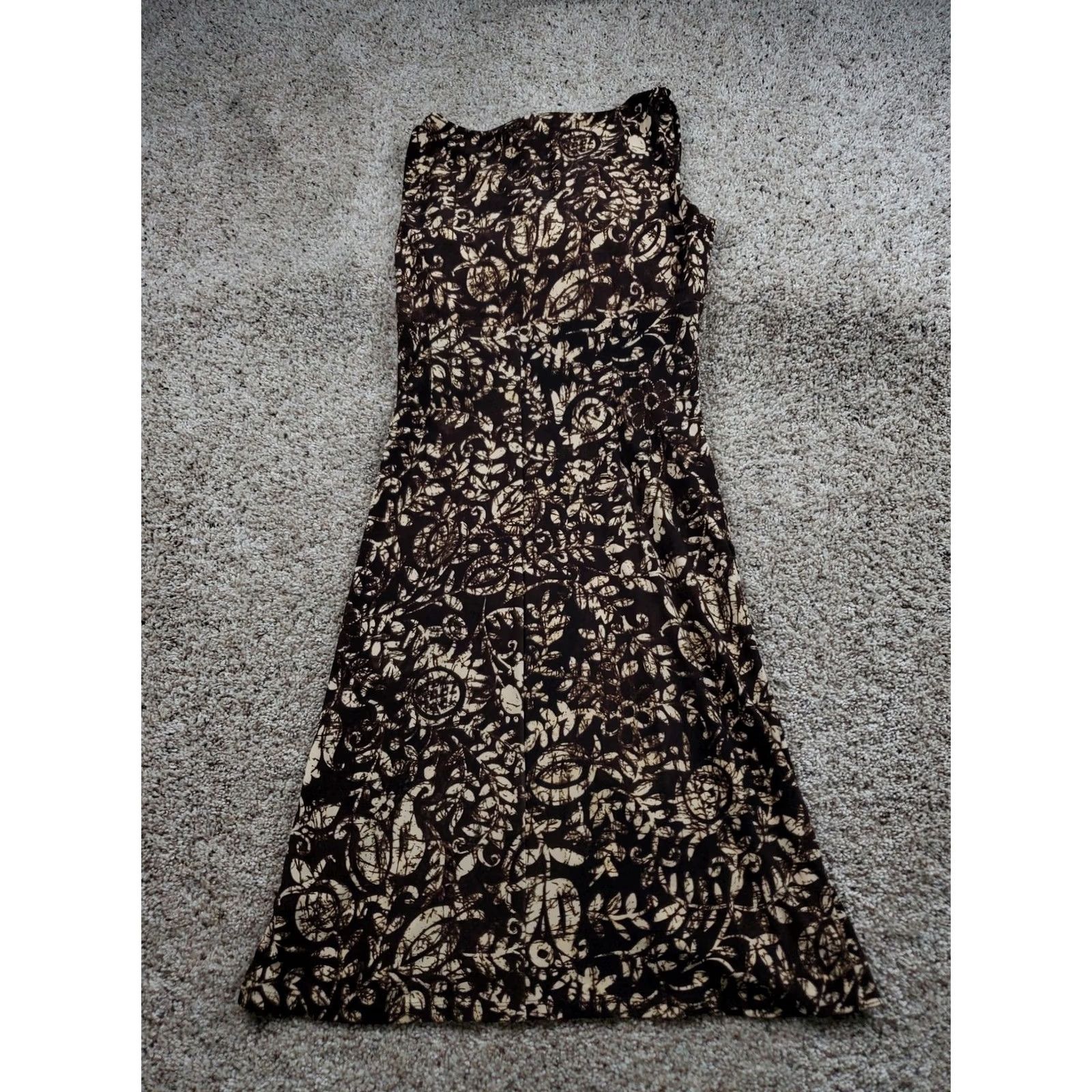 Ralph Lauren Lauren Ralph Lauren Dress Womens 6 Brown Beige Floral Ruched Sleeveless Stretch Sheath Knee Length Party Casual Womens Size M / US 6-8 / IT 42-44 - 4 Thumbnail