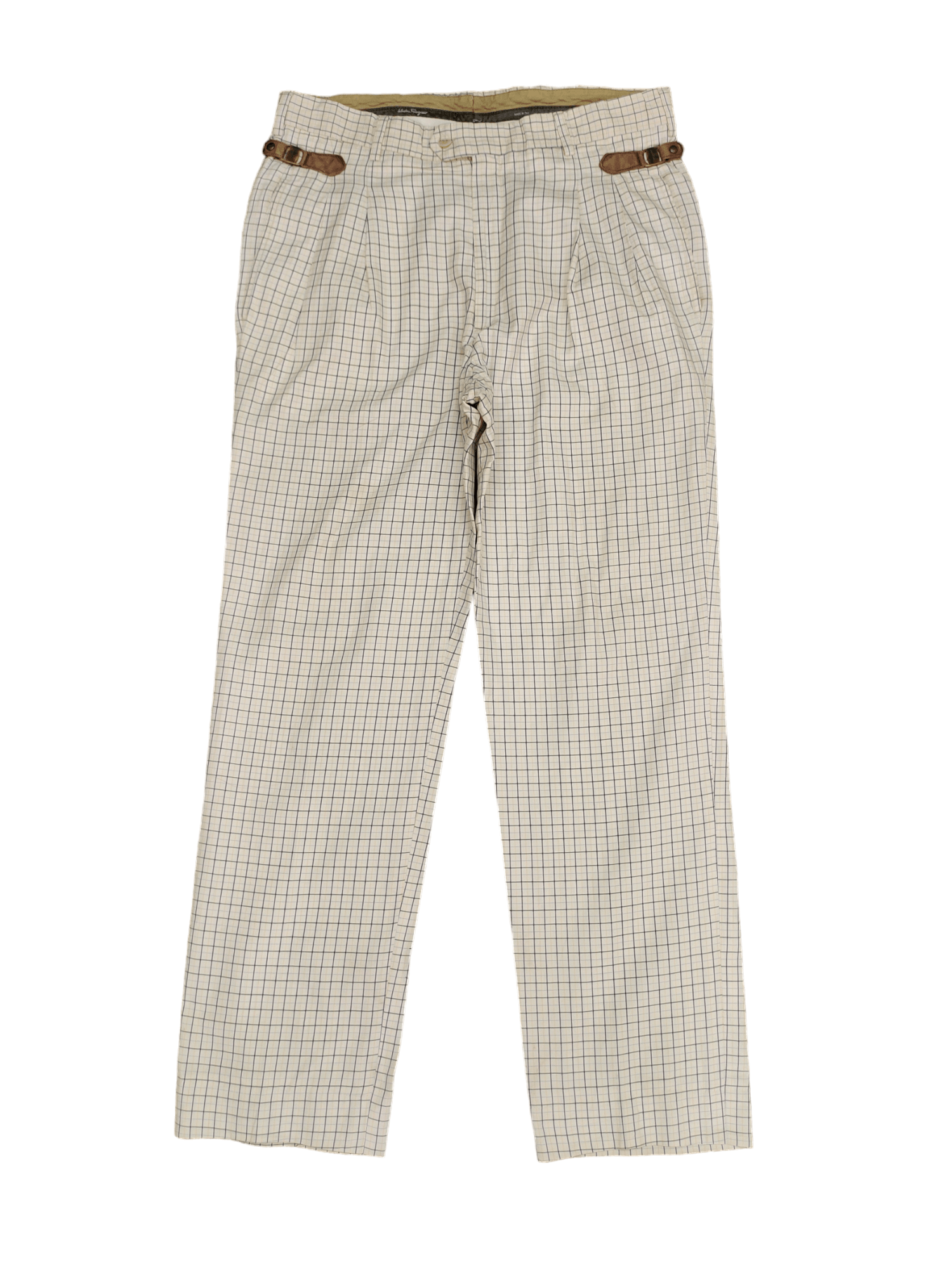 Salvatore Ferragamo Buckle Side Checkered Trouser Pants
