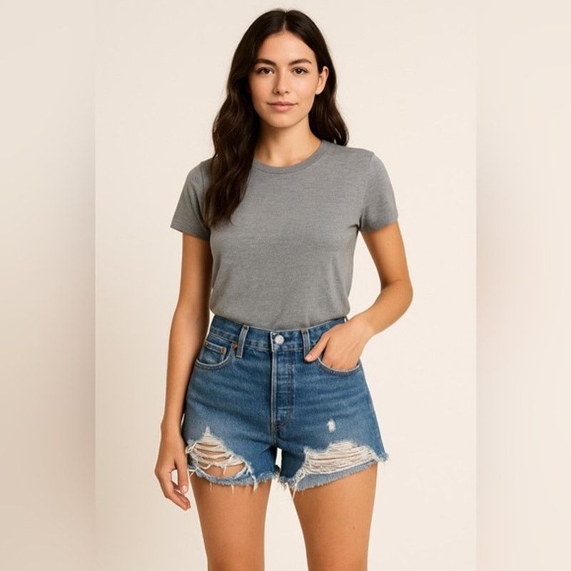 Levi's Levi’s Premium Distressed High Rise Denim Shorts W28 Size 28" / US 6 / IT 42 - 6 Thumbnail