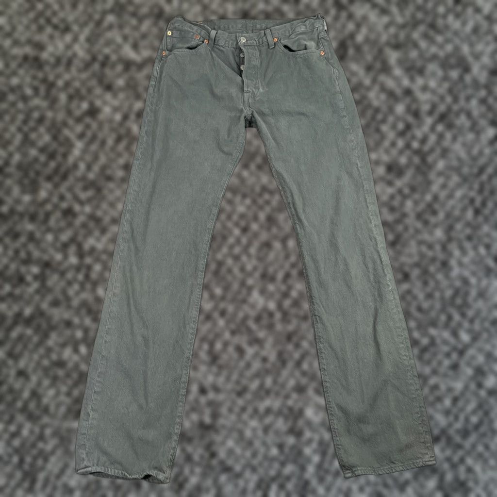 Levi's VINTAGE Levi's 501 Jeans Mens 33x34 Button Fly Dark Green Straight Fit Size US 33 - 1 Thumbnail