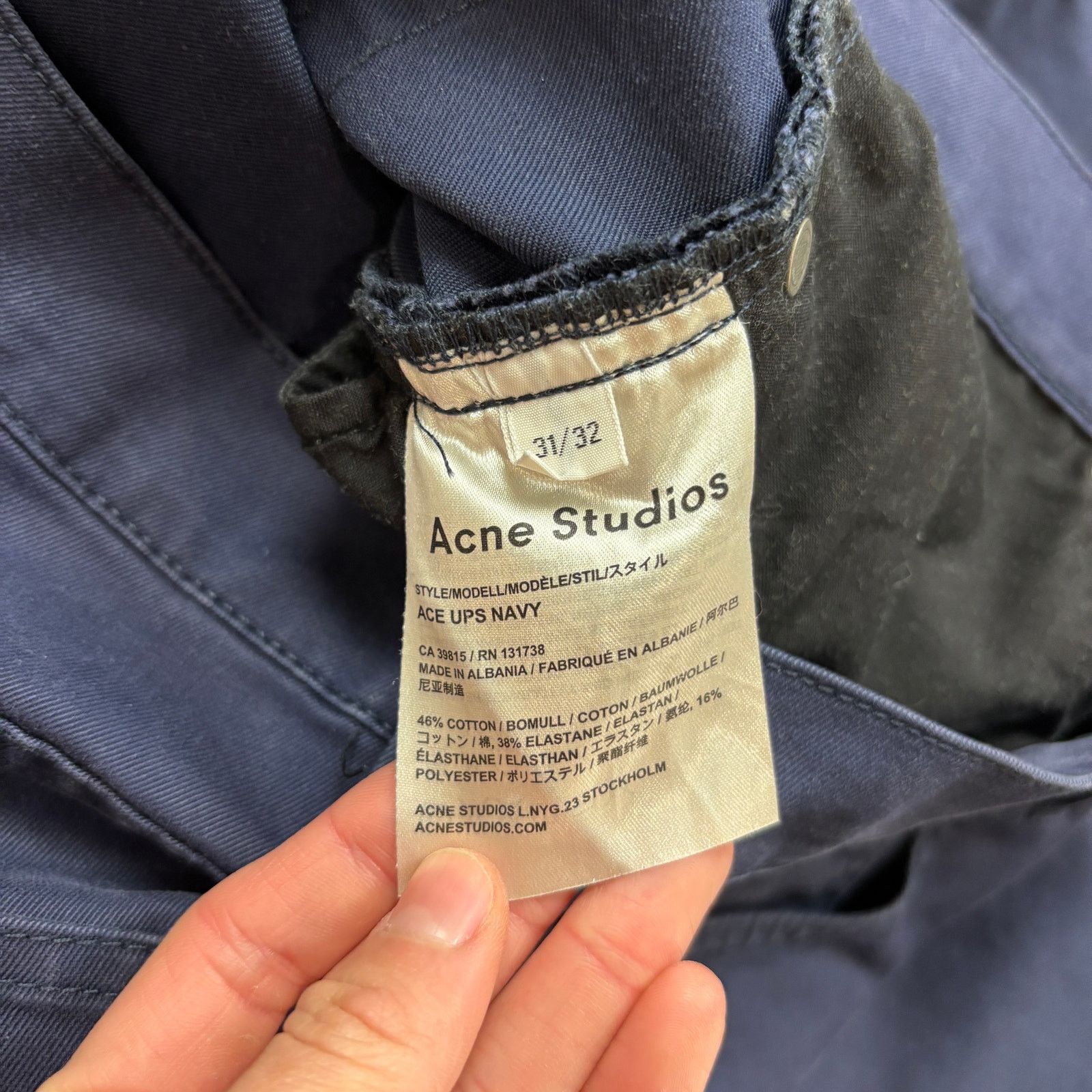 Acne Studios Acne Studios Ace UPS Navy Jeans Cotton Stretch Men's 31x28 Size US 31 - 9 Thumbnail