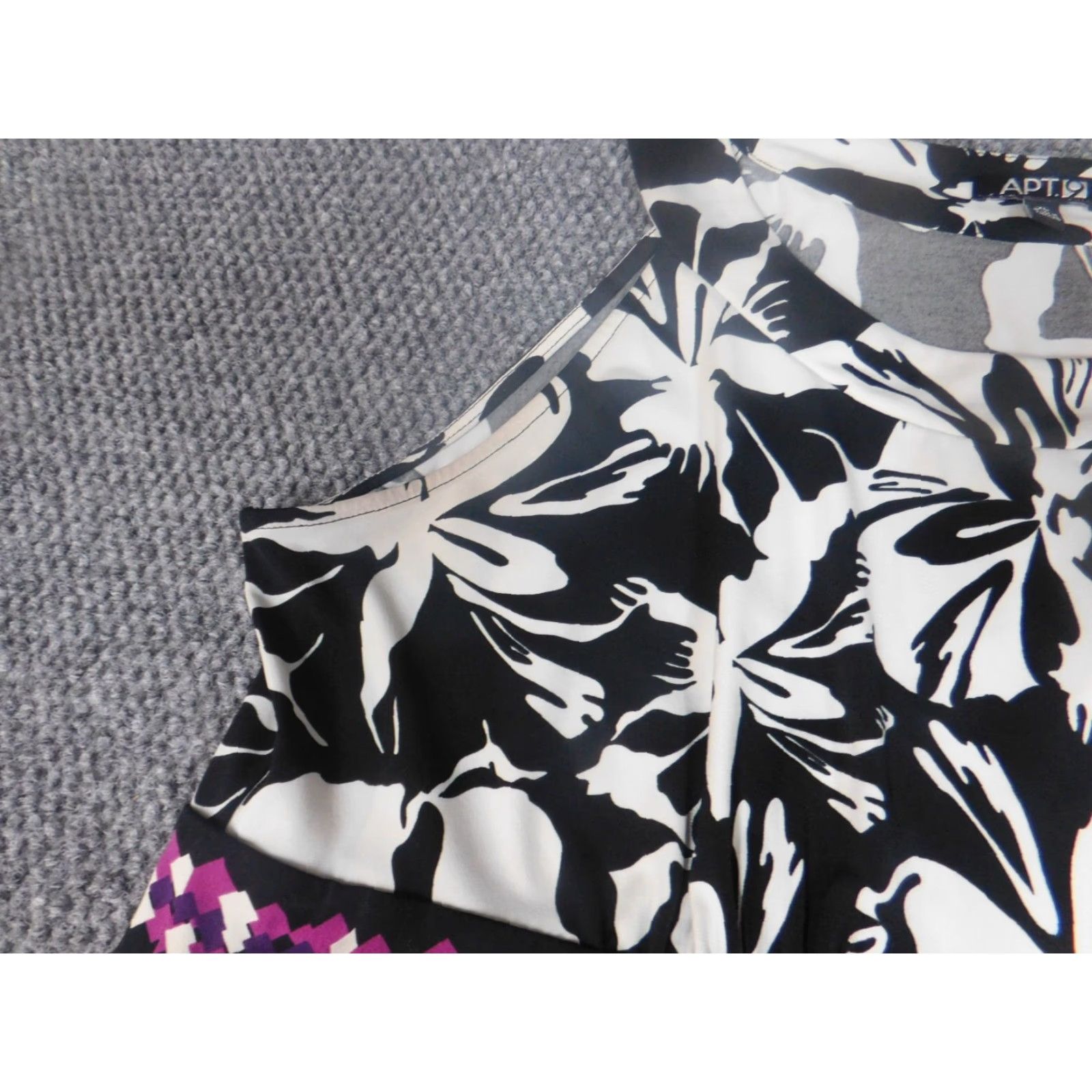 Apt. 9 Apt. 9 Womens Dress A-Line Knee Length Sleeveless XL Black Floral Polyester Rayon Zipper Crew Neck Pattern: Floral Vintage No } Size XL / US 12-14 / IT 48-50 - 4 Thumbnail