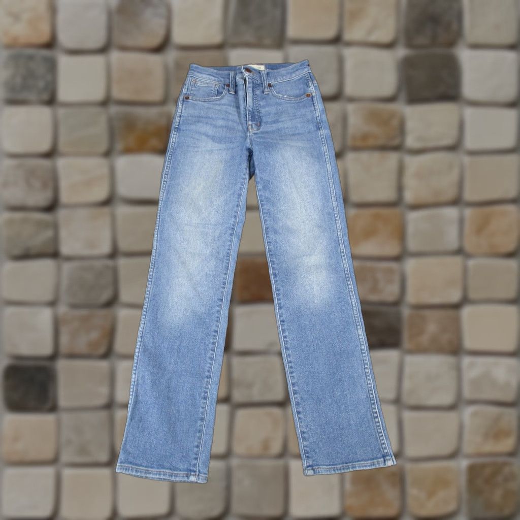 Madewell Madewell Jeans Womens 23 Stovepipe Light Wash Denim Zip Mid Rise Regular Blue Straight Size 40" / US 18 - 1 Thumbnail