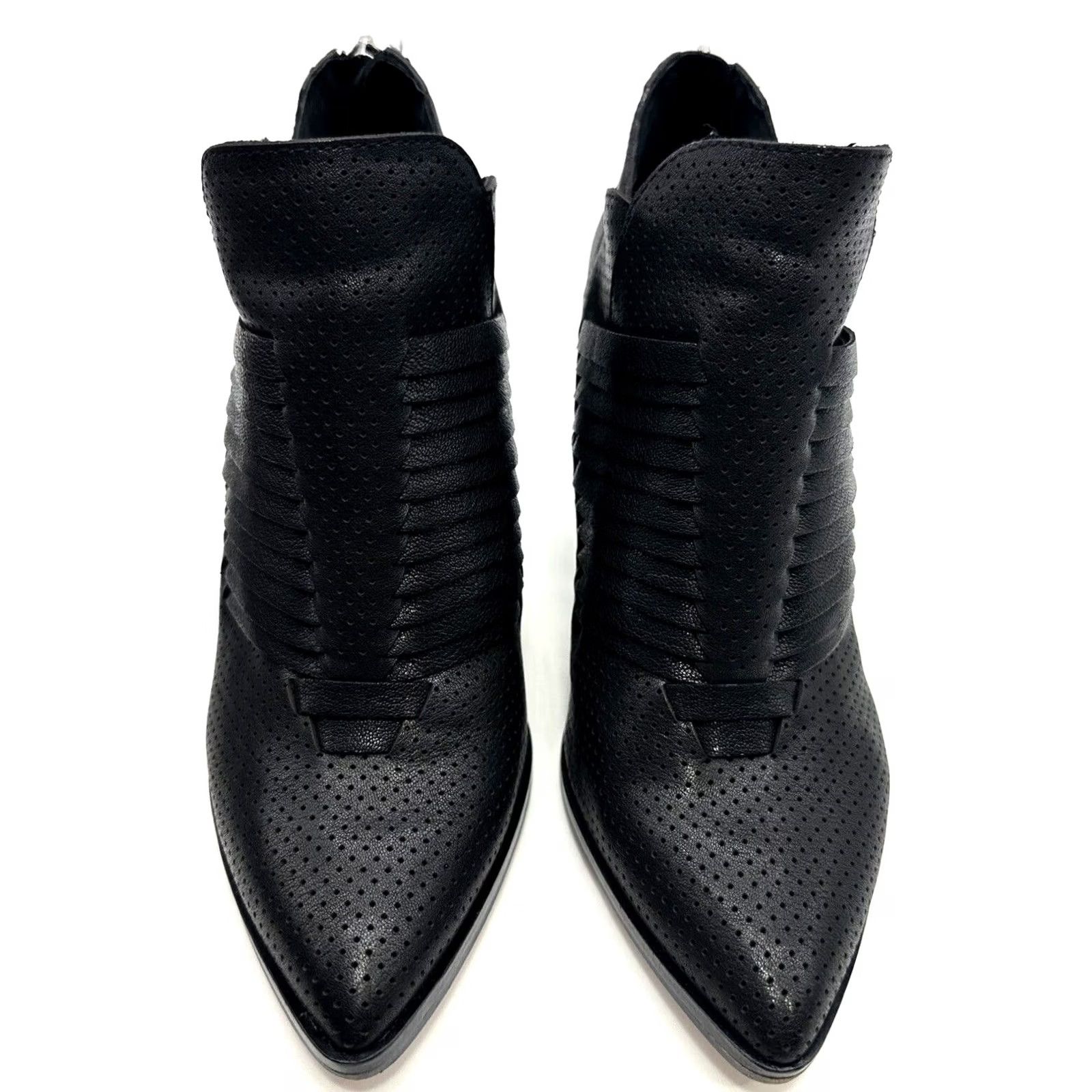 Vince Camuto Vince Camuto Levana Booties Back Zip Leather M Womens Size 7 Heeled Block Ankle Black Geometric Vintage: No Size US 7 / IT 37 - 3 Thumbnail