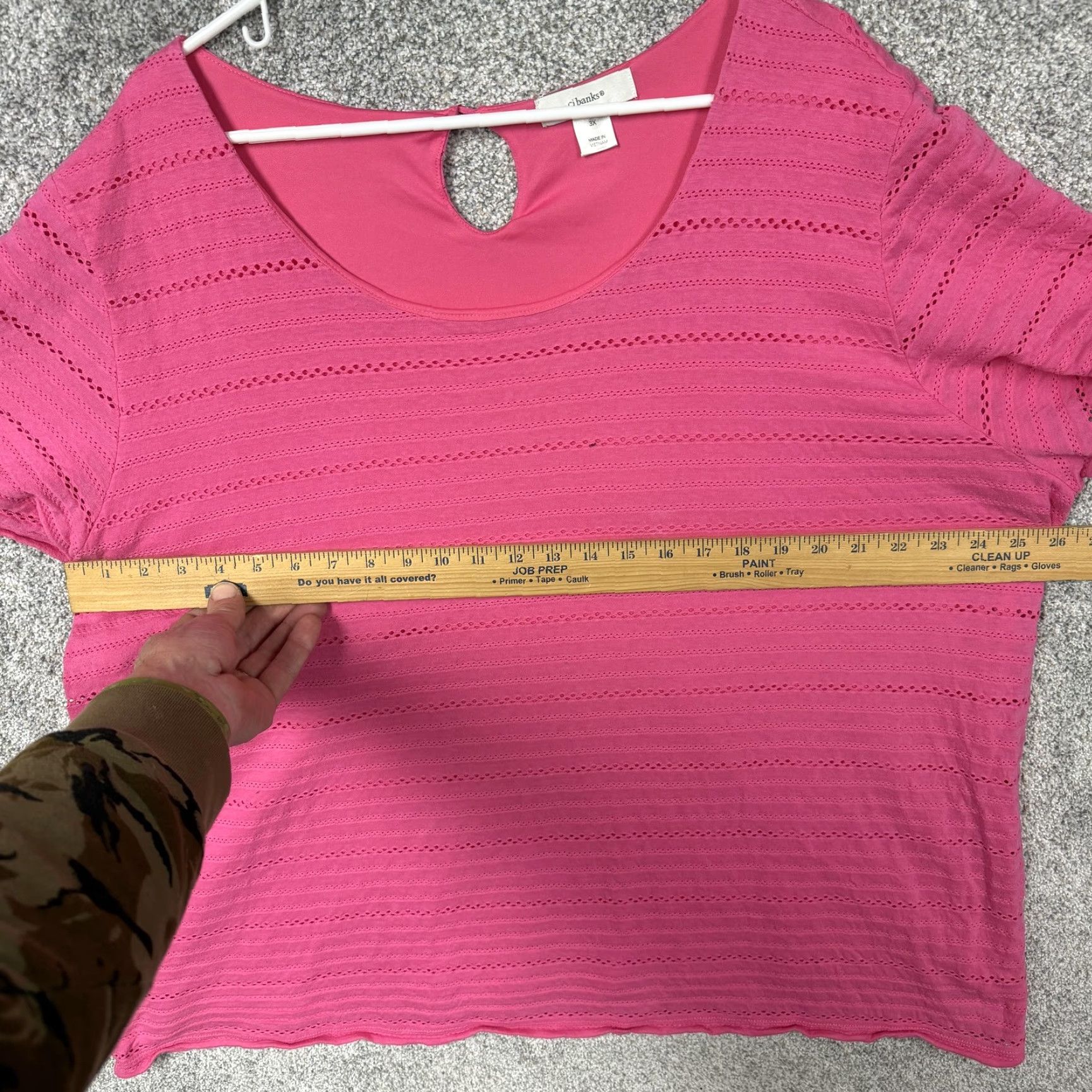 Vintage VINTAGE CJ Banks T-Shirt Womens 3X Plus Pink Eyelet Textured Stripe Minimalist Boho Size XXL / US 16-18 / IT 52-54 - 3 Thumbnail