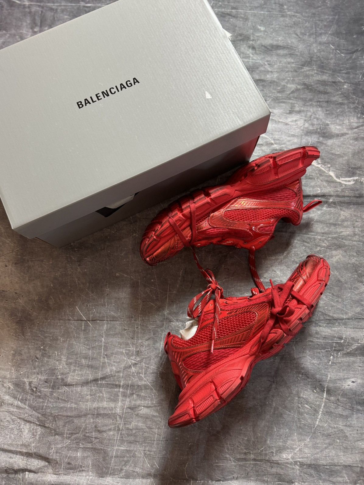 Balenciaga Balenciaga 3XL Distressed Sneakers in Red Size US 13 / EU 46 - 1 Thumbnail