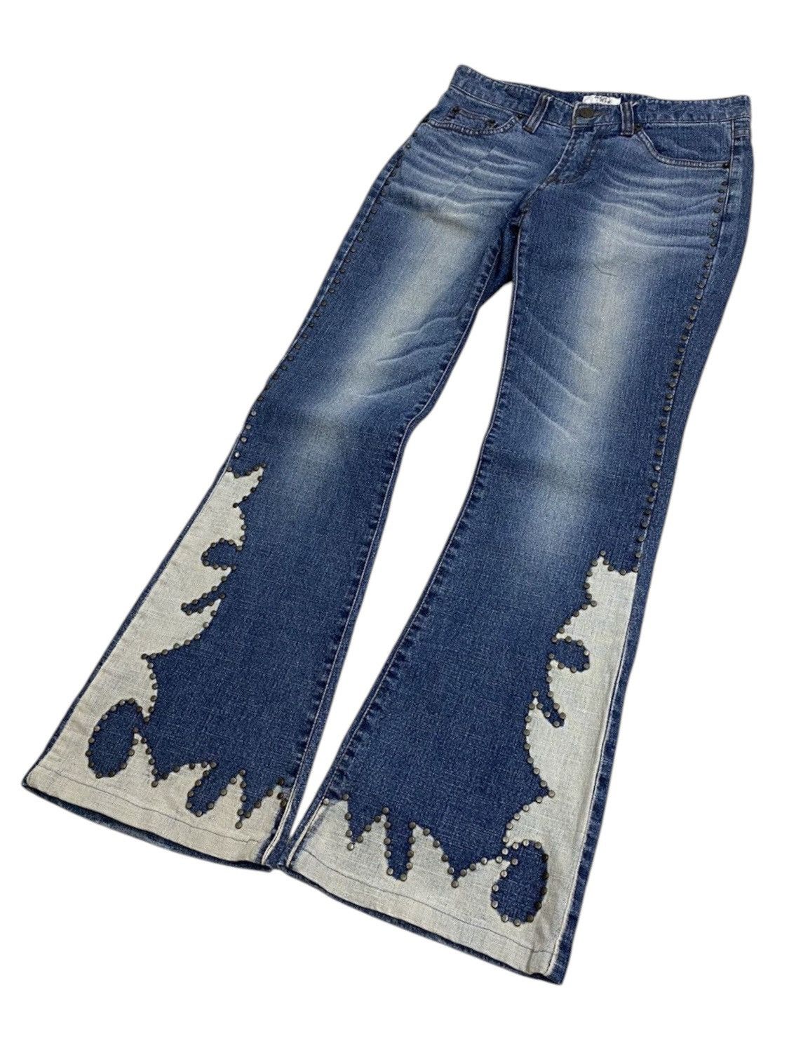 Hysteric Glamour Flare Ryu Ryu Japan Unisex Jean Art Rivet Obelisk Bleach Size US 28 / EU 44 - 2 Thumbnail