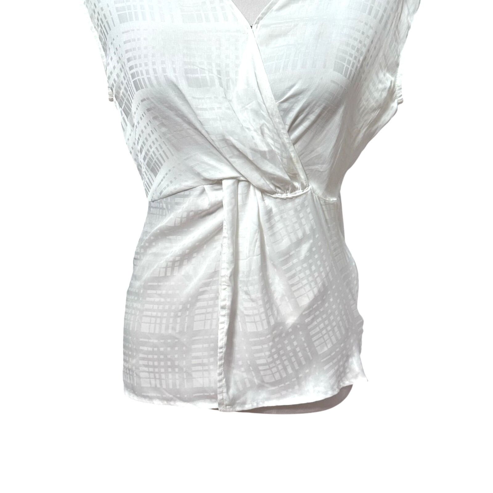 Other Halogen Blouse Check Surplice V-Neck Twisted Front White XS Size XS / US 0-2 / IT 36-38 - 4 Thumbnail