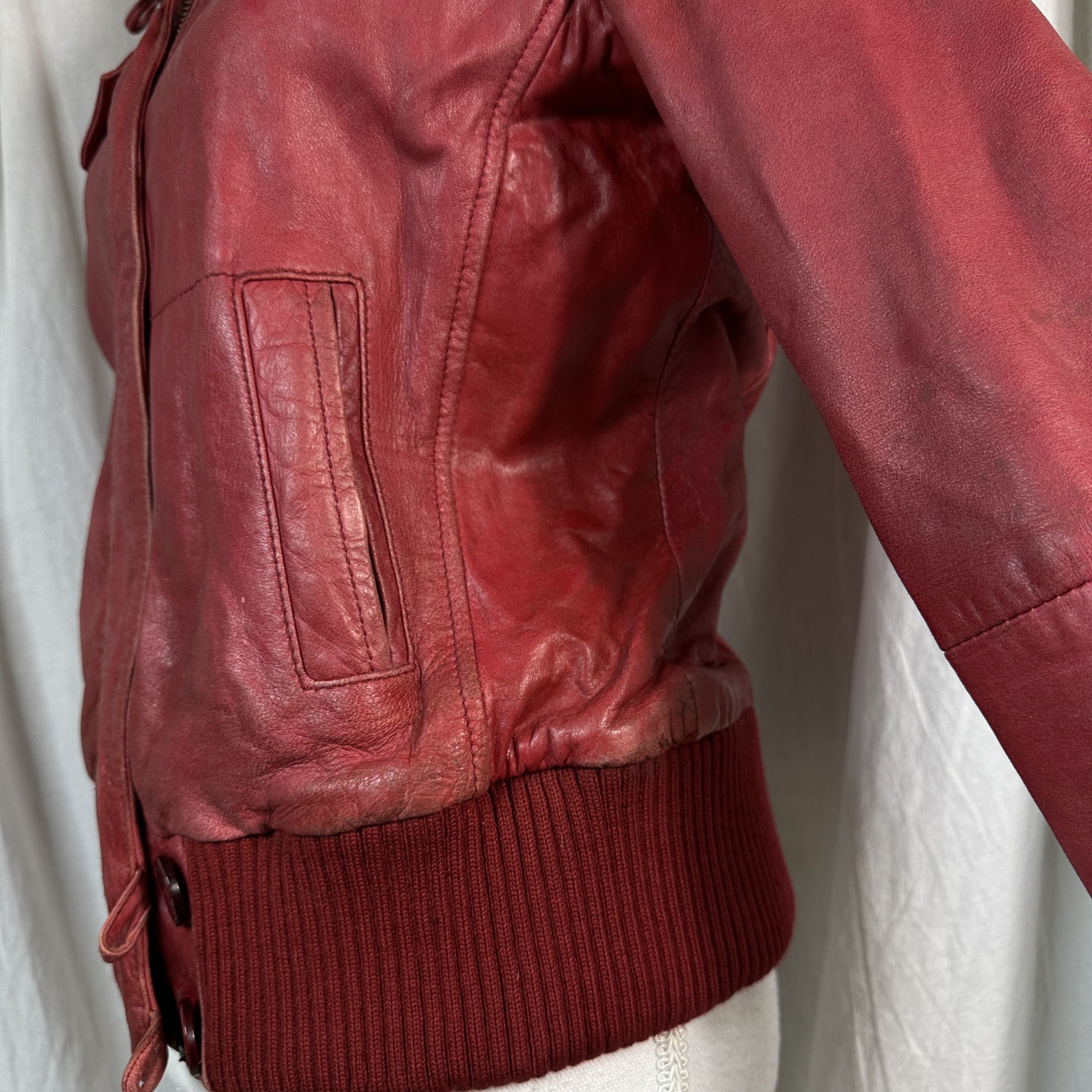 Vintage Vintage Leather Biker Jacket Cherry red Size M / US 6-8 / IT 42-44 - 5 Thumbnail