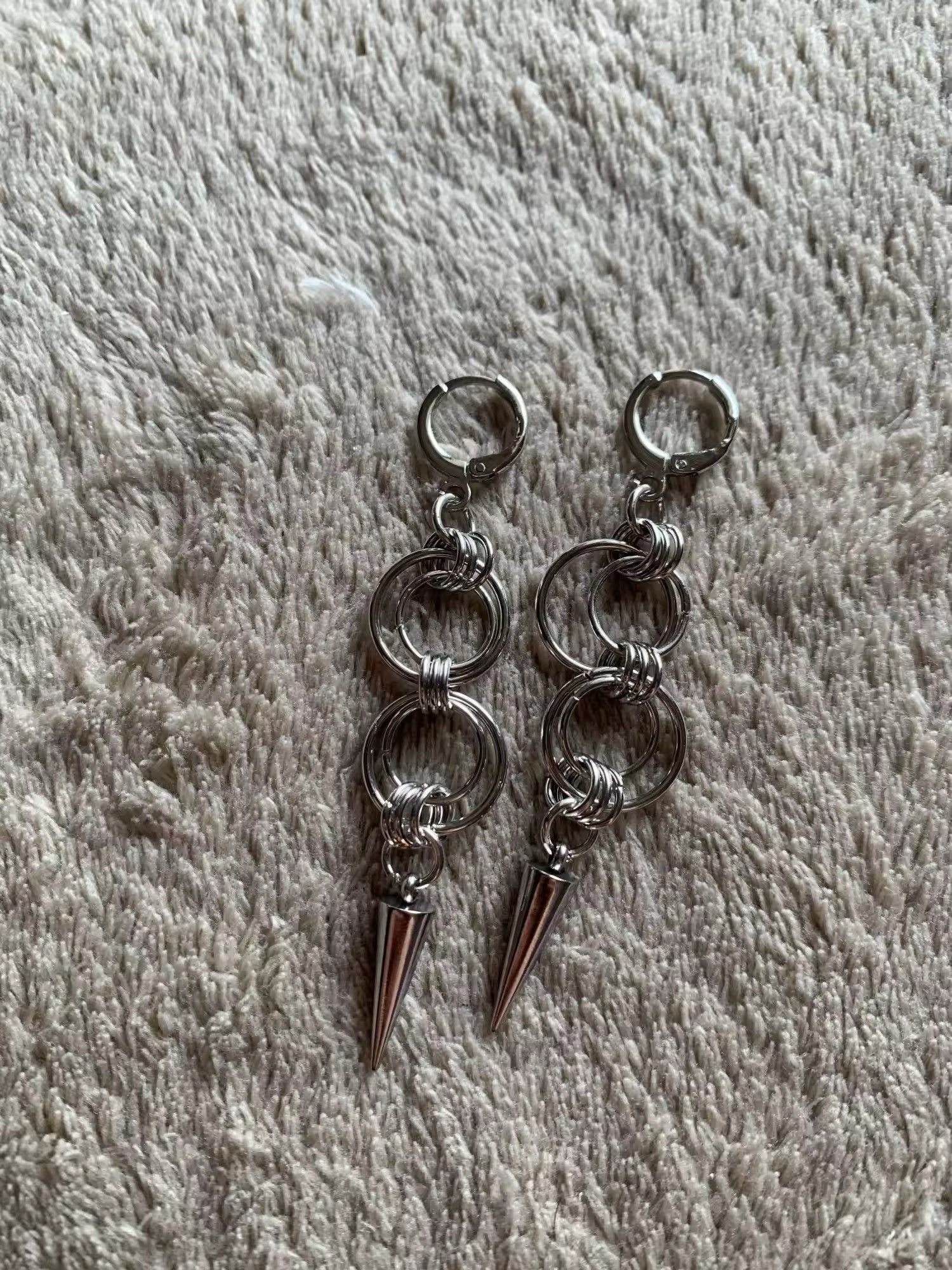 Japanese Brand × Vintage Stitching Hoop Rivet Drop Earring (pair) Size ONE SIZE - 4 Thumbnail