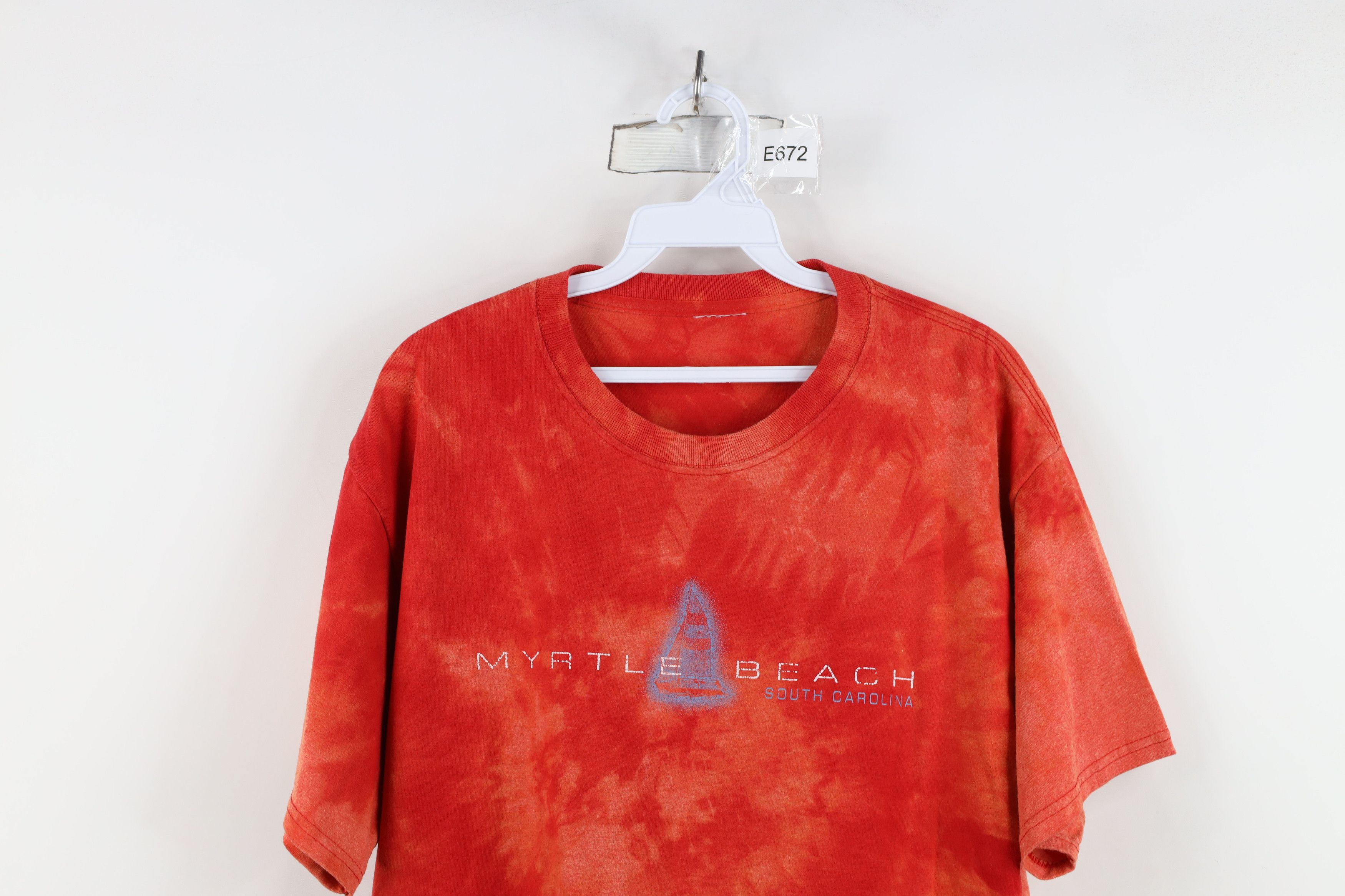 Vintage Vintage 90s Streetwear Beach Sailing Acid Wash T-Shirt Red Size US L / EU 52-54 / 3 - 2 Thumbnail