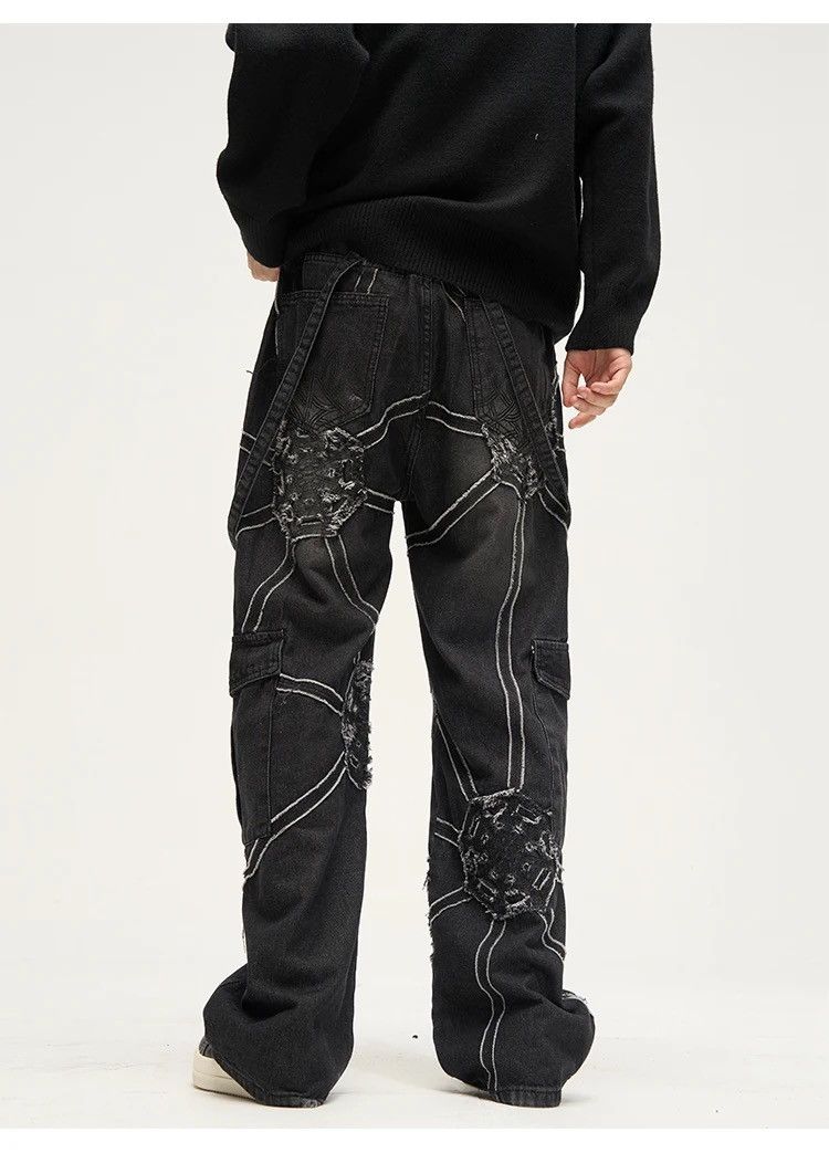 Japanese Brand × Vintage Spider splicing baggy jeans pants hip hop loose straight Size US 32 / EU 48 - 3 Thumbnail