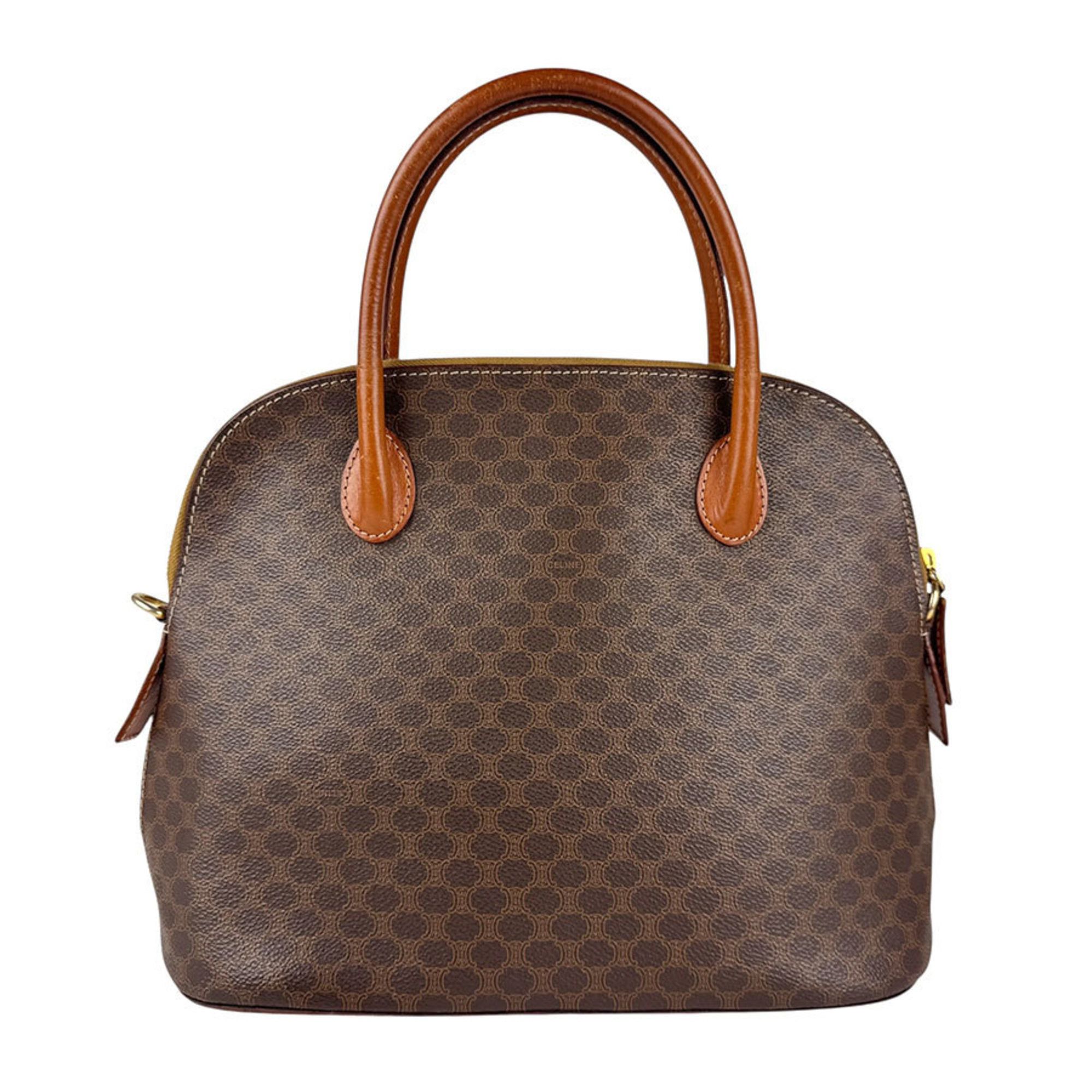 Celine handbag shoulder bag in brown macadam coated canvas