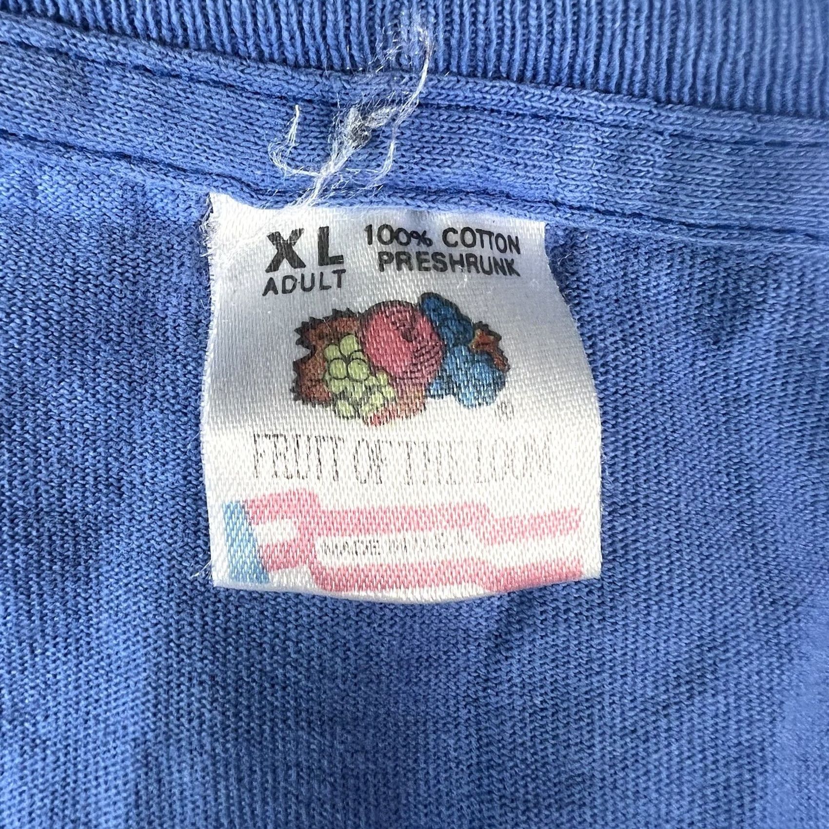 Fruit Of The Loom VINTAGE Fruit of the Loom Grunge Selvedge Pocket Shirt XL Blue Mens Short Sleeve 90s T-Shirt Size US XL / EU 56 / 4 - 2 Thumbnail