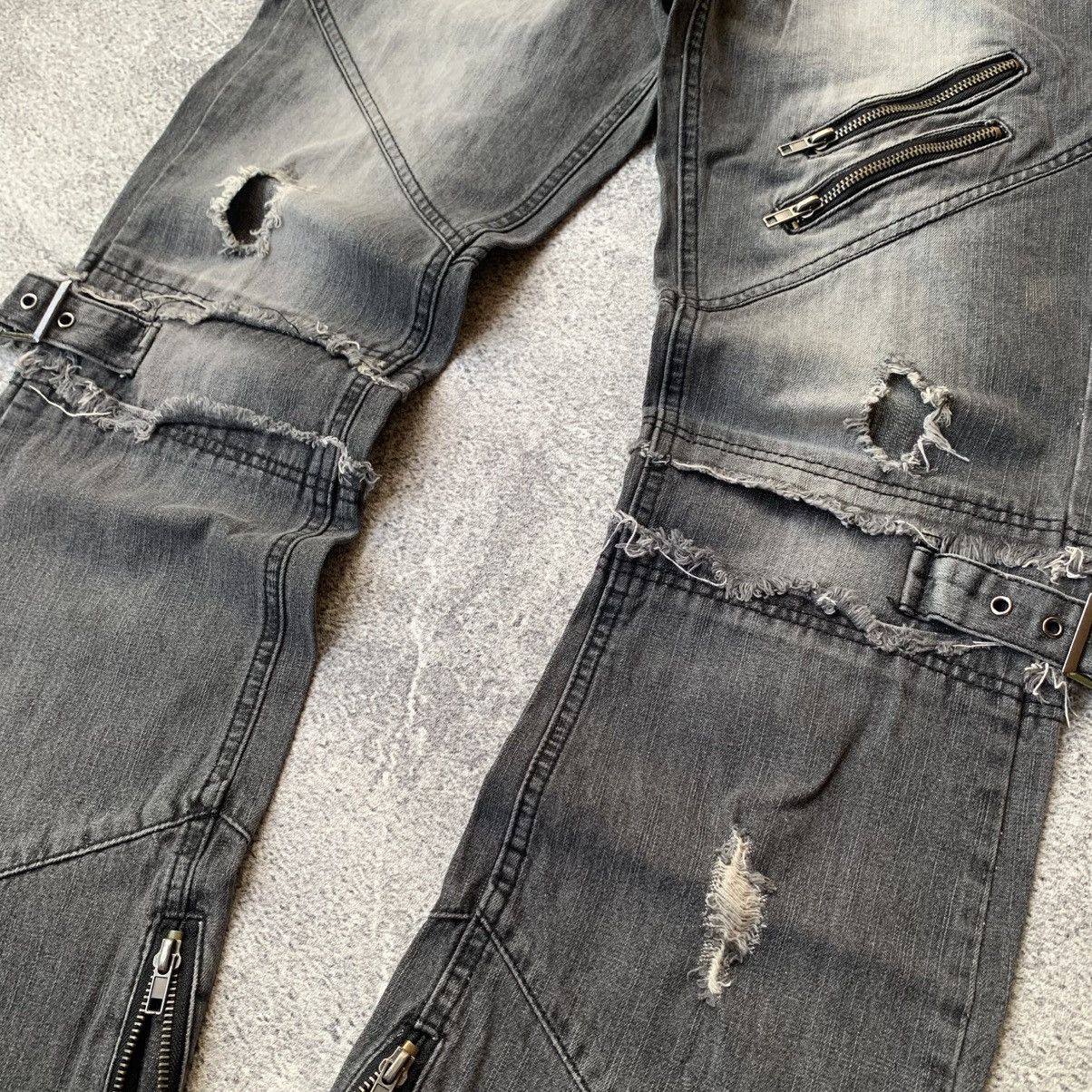 If Six Was Nine Black Baccara Multizipper Distressed bondage Flare Jeans Size US 30 / EU 46 - 6 Thumbnail