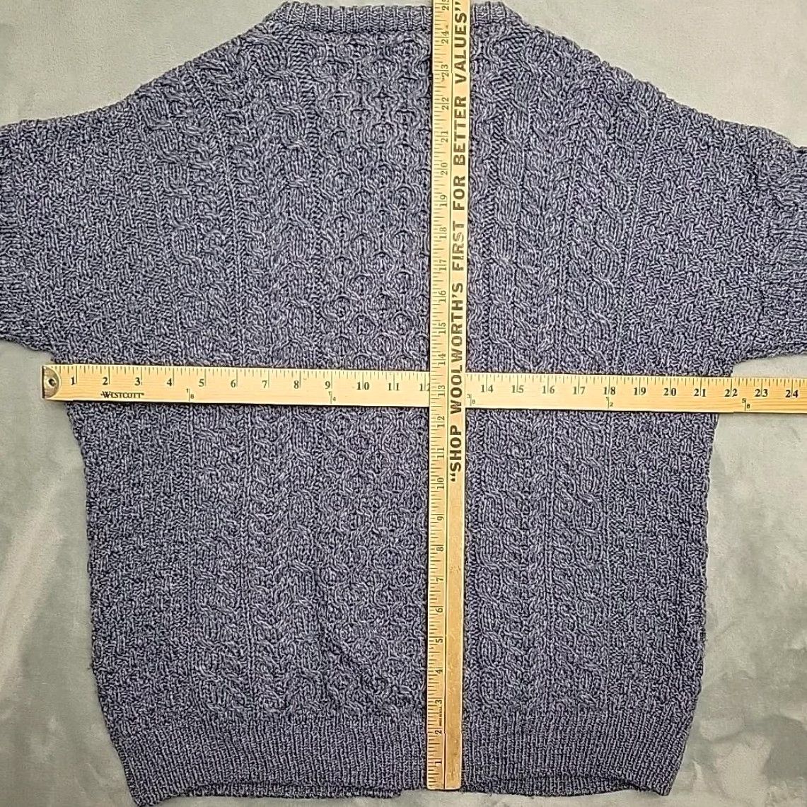 Vintage Carraigdonn Sweater Womens M Blue Cable Knit Cardigan Merino Wool Fishermans Size M / US 6-8 / IT 42-44 - 7 Thumbnail