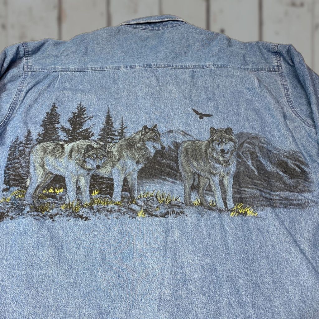 Vintage VINTAGE Cactus Clothing Denim Shirt Shacket Wolves Fleece Lined 2XL Blue Long Sleeve Shirt Jacket Mens Size US XXL / EU 58 / 5 - 1 Thumbnail