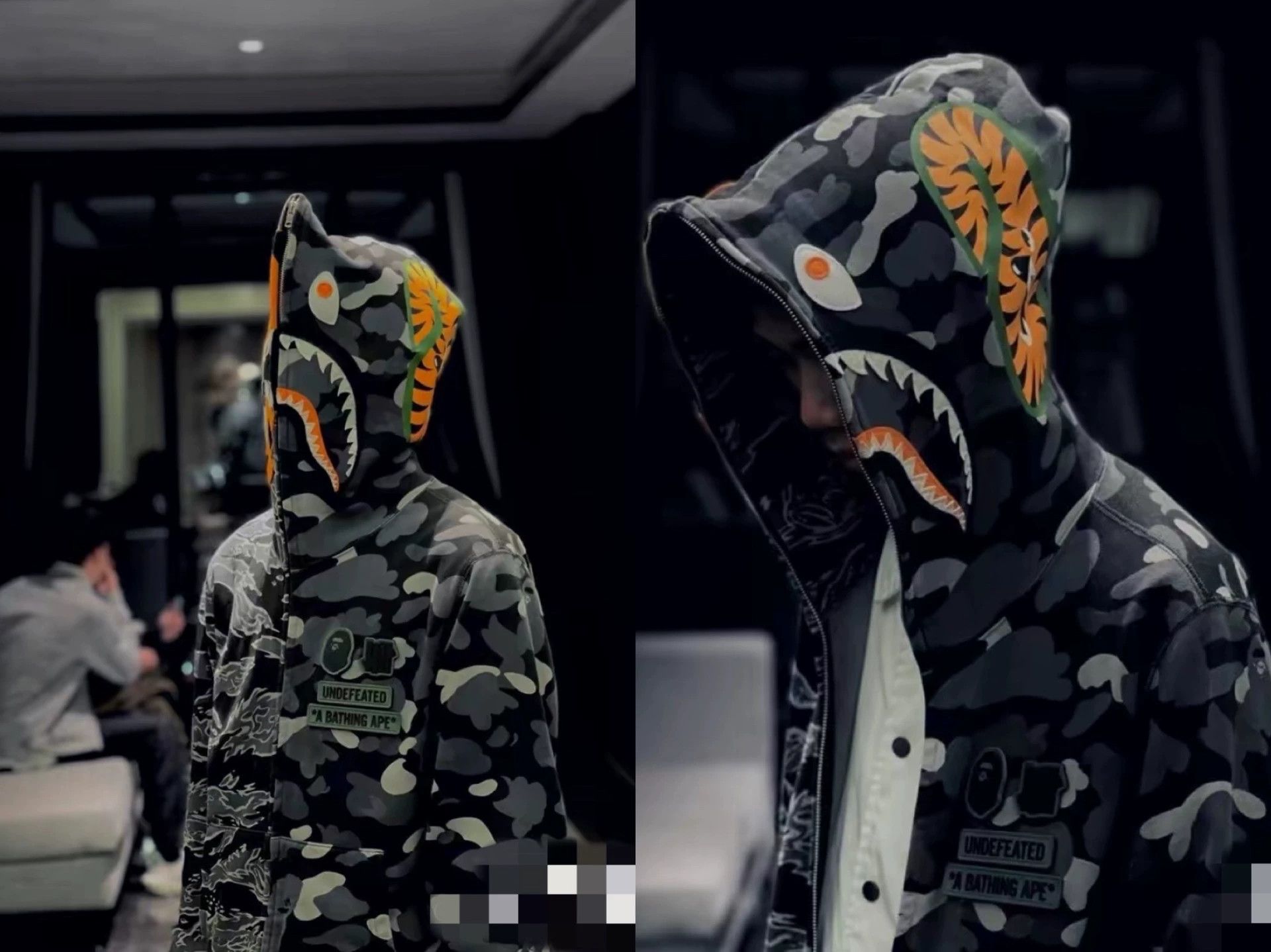 Bape BAPE x Undefeated Shark Tiger Camo Black Hoodie M Size US M / EU 48-50 / 2 - 9 Thumbnail