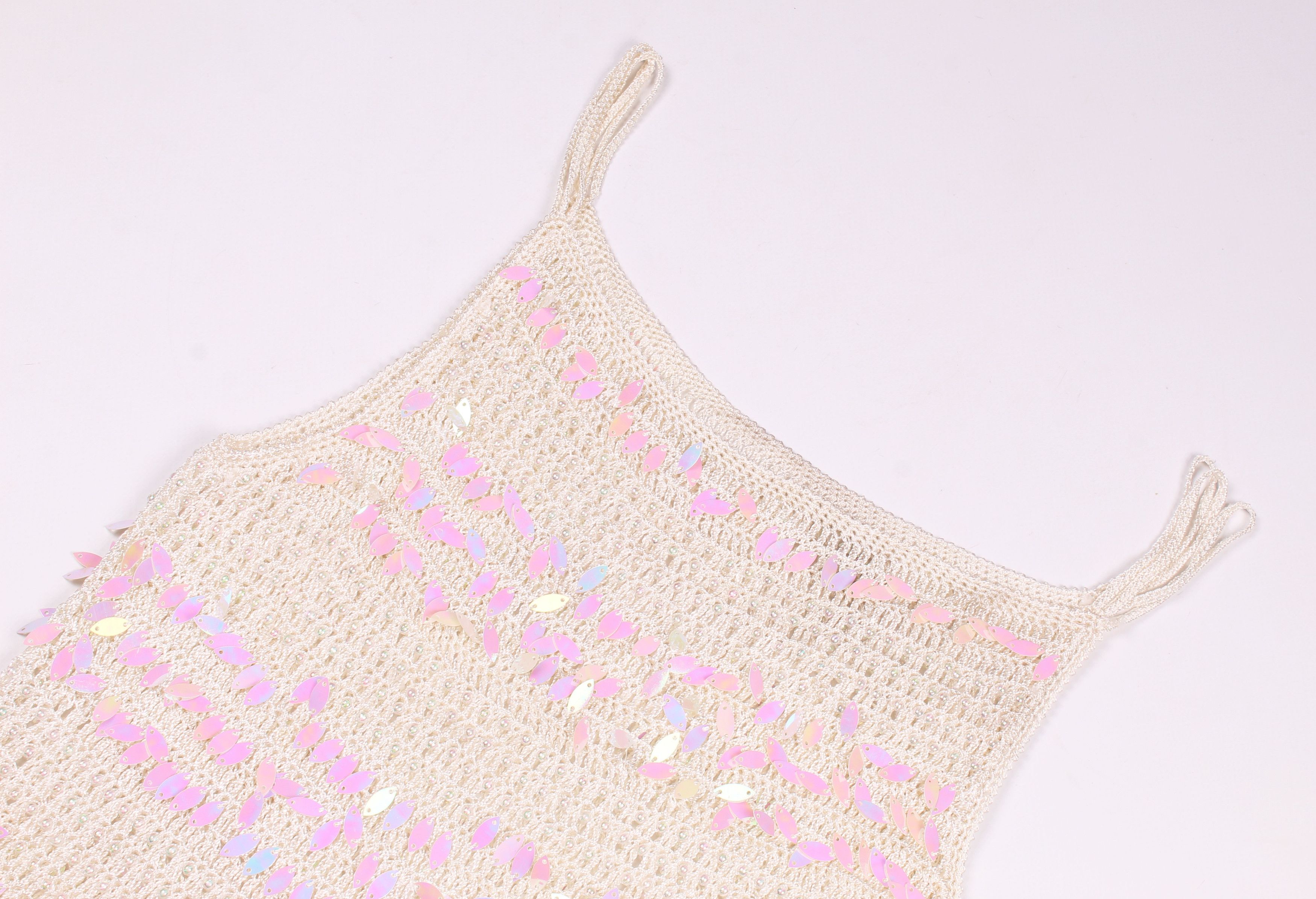 Vintage Vintage Y2K Cute Tan Crochet Knit Barbie Style Tank Top Size S / US 4 / IT 40 - 6 Thumbnail