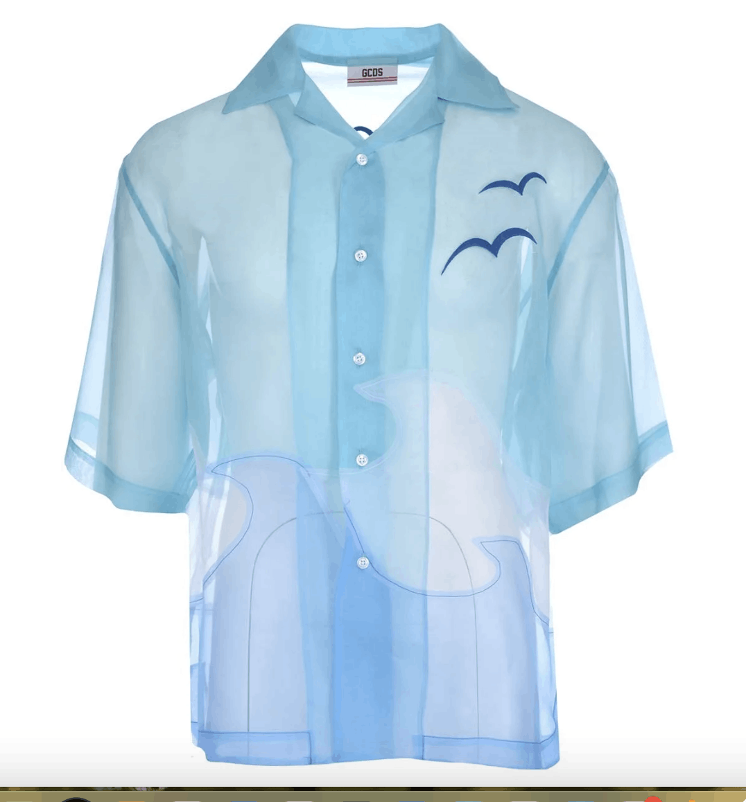GCDS Landscape Silk Bowling Shirt - Blue - Casual Shirts Size US S / EU 44-46 / 1 - 1 Thumbnail