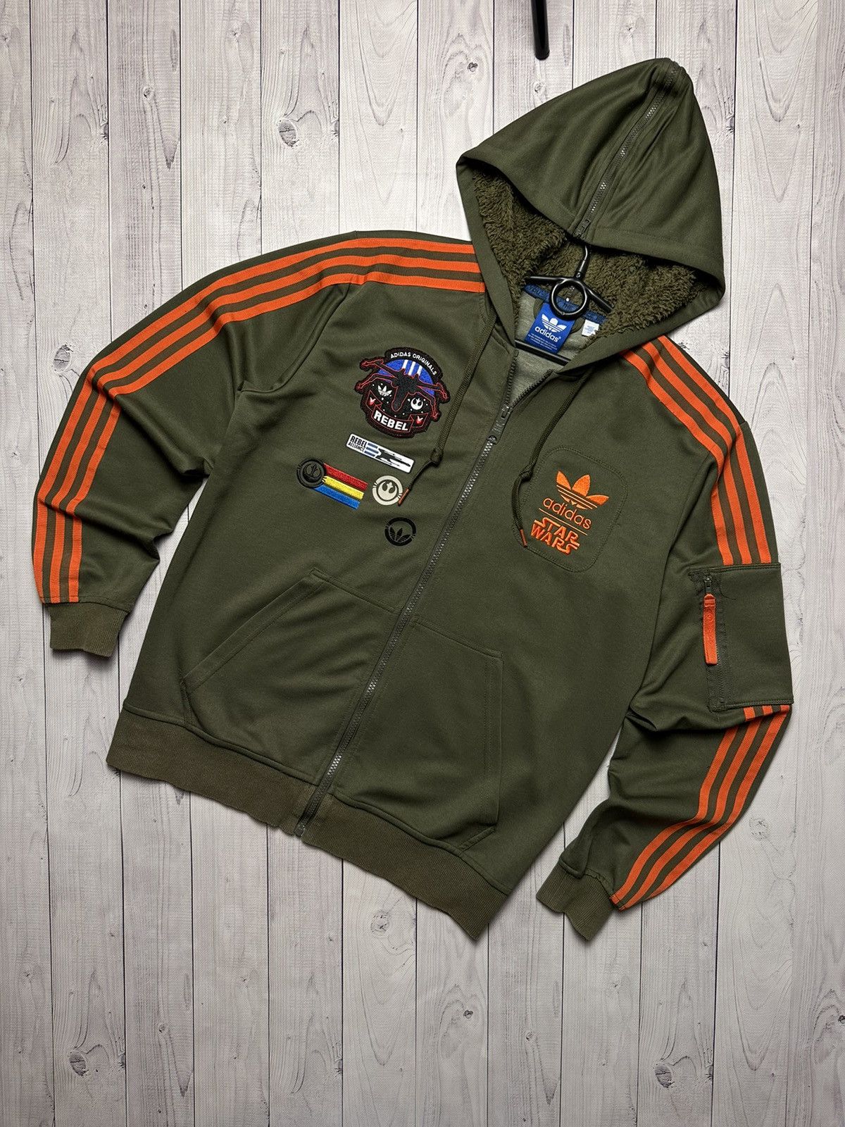 Vintage adidas Star Wars zip hoodie rare khaki size XL - Main Image