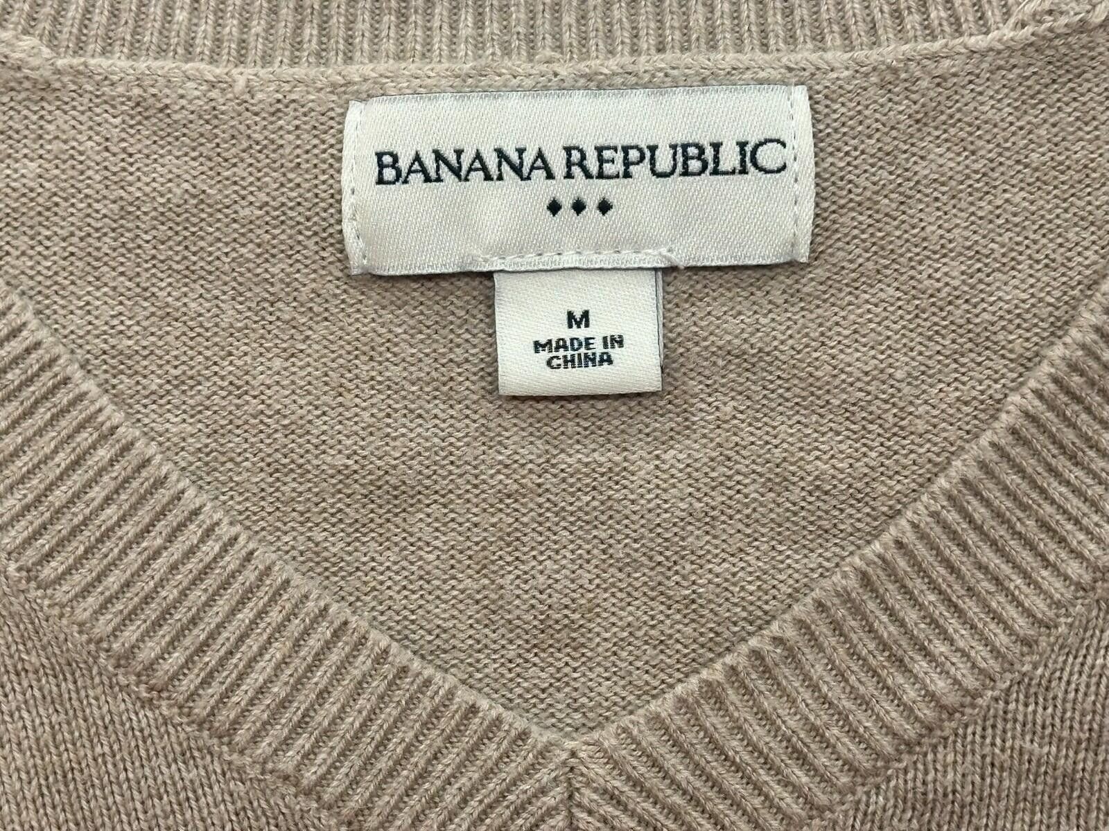 Banana Republic Banana Republic 100% Cotton V-Neck L/S Sweater Brown Men M Size US M / EU 48-50 / 2 - 6 Thumbnail
