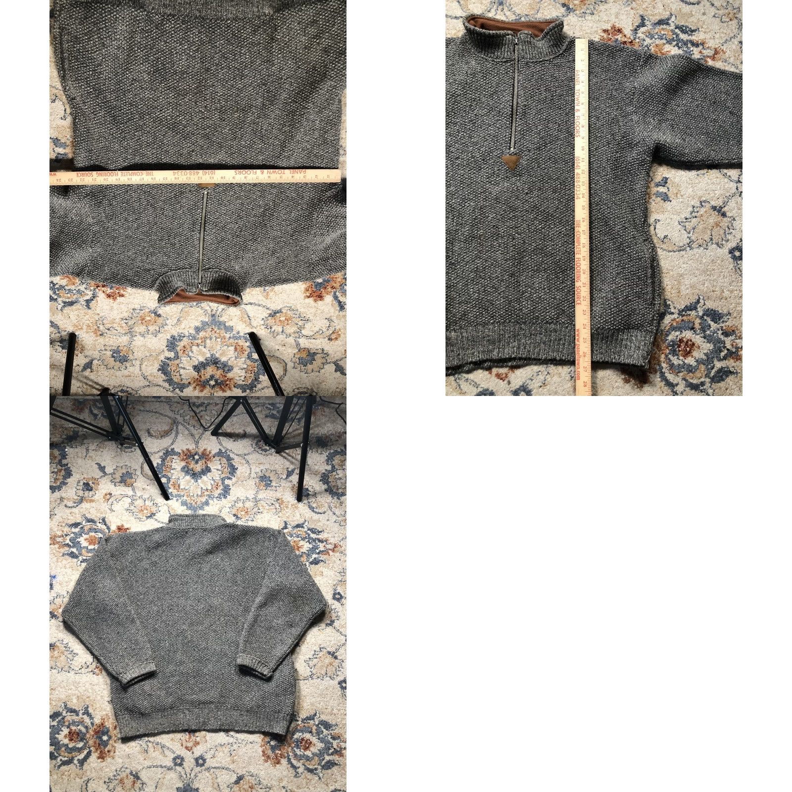 Vintage Early Winters Mens Large Gray Quarter Zip Mock Neck Knit Pullover Sweater Size US L / EU 52-54 / 3 - 8 Thumbnail