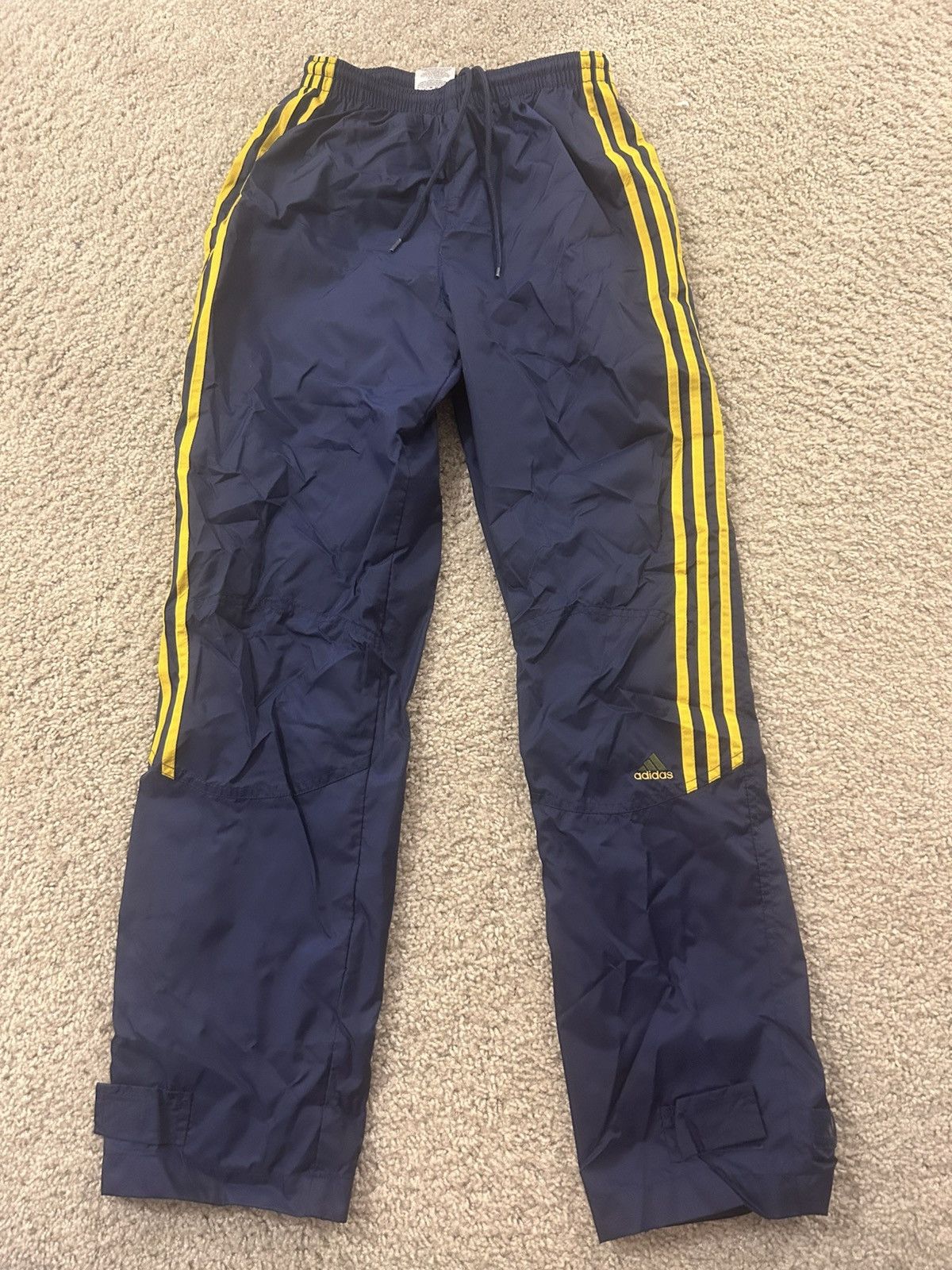 Adidas × Vintage Adidas striped y2k track pant navy and gold youth XL Size US 30 / EU 46 - 1 Thumbnail