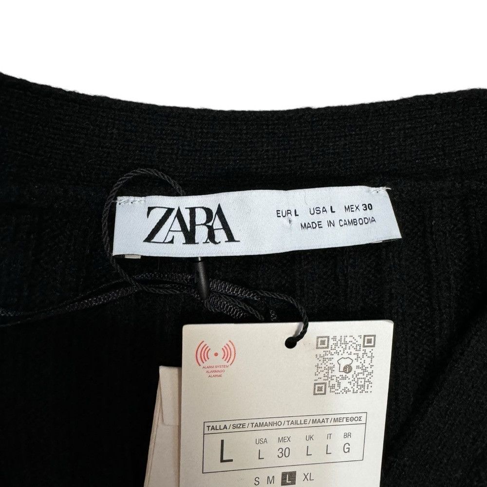 Zara NWT New Zara Wool Blend Knit Diagonal Closure Black Cardiga Size L / US 10 / IT 46 - 6 Thumbnail