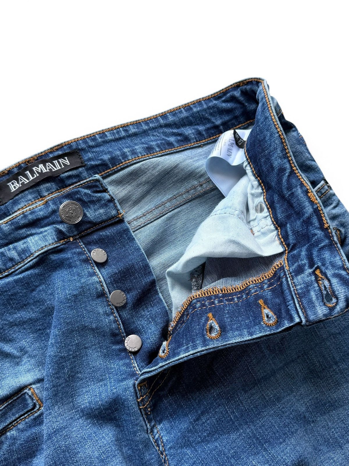 Balmain 2000s Balmain Washed Biker Denim Jeans Size US 36 / EU 52 - 8 Thumbnail