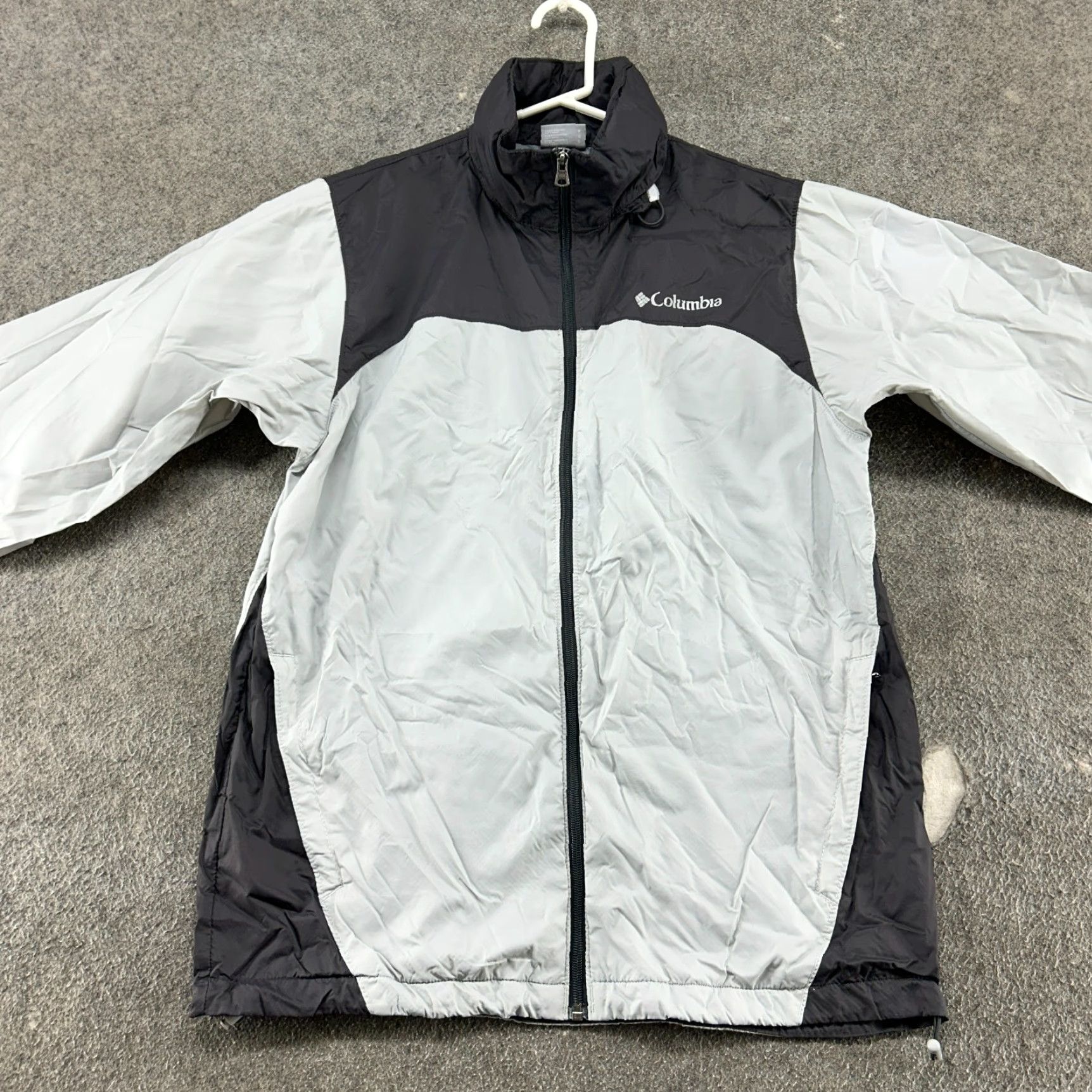 Rains Columbia Jacket Mens Small Grey Black Rain Windbreaker Outdoors Nylon Hooded Size US S / EU 44-46 / 1 - 3 Thumbnail