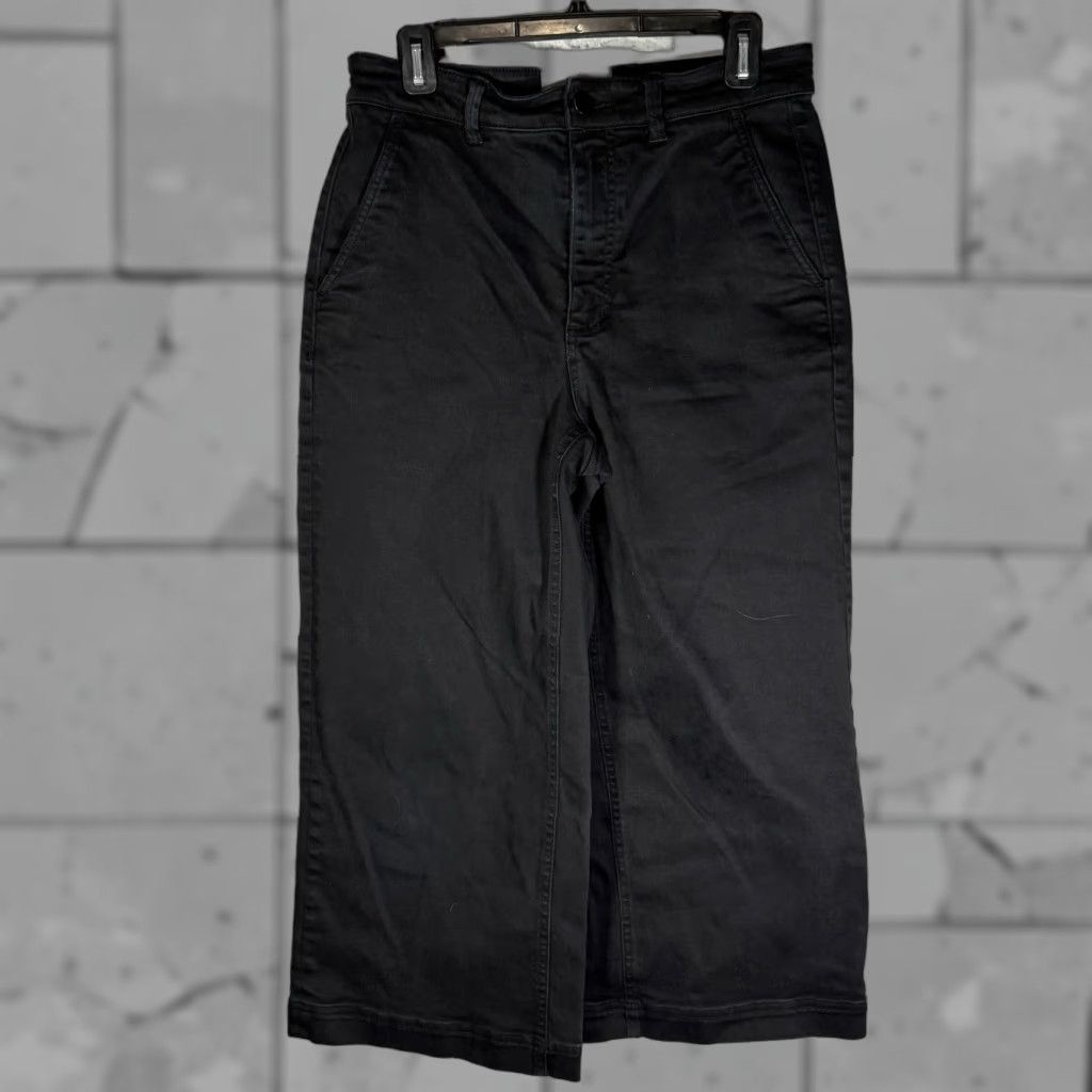 Everlane Everlane Pants Womens Size 8 Black Cropped Wide Casual 100% Cotton x 24 Size 30" / US 8 / IT 44 - 1 Thumbnail