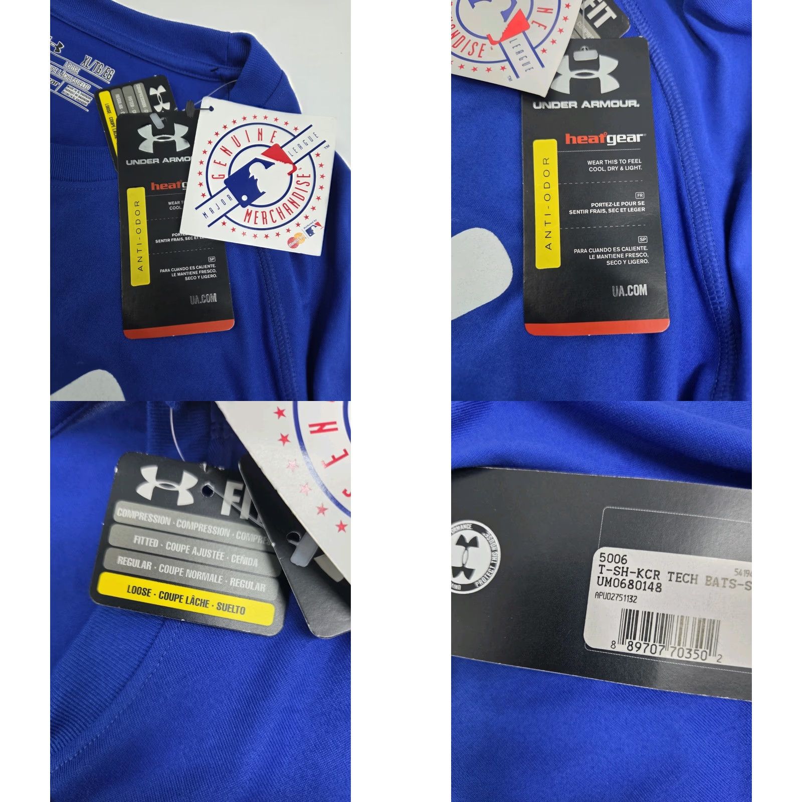 Under Armour NWT Under Armour HeatGear KC Royals Spring Training T Shirt XL Mens Blue/White Signed Logo Crew Neck Short Sleeve Sports All Seasons Moisture Wicking Size US XL / EU 56 / 4 - 8 Thumbnail