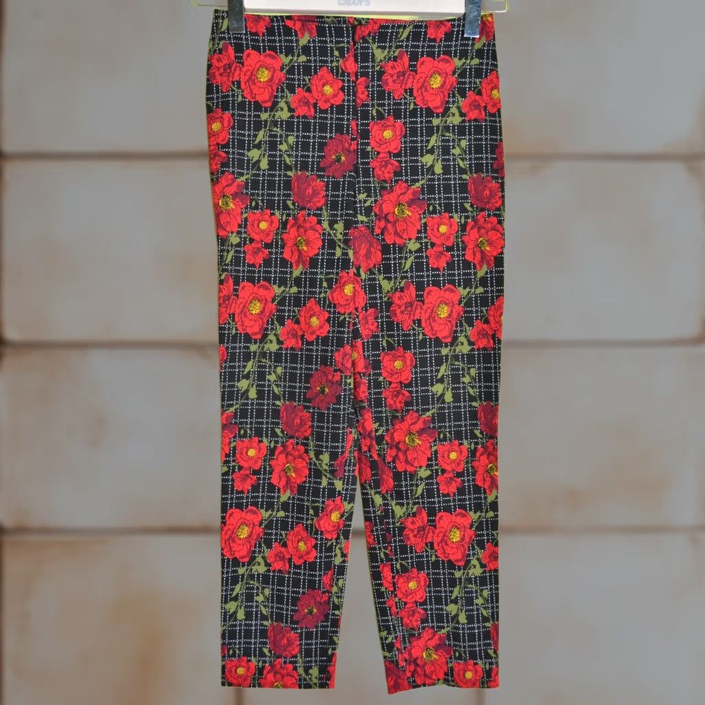 Joseph Ribkoff Joseph Ribkoff Womens Pants Trousers Poppy Flower Floral Print Size UK8 Size 30" / US 8 / IT 44 - 1 Thumbnail
