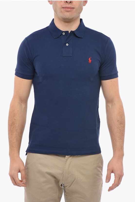 image of Polo Ralph Lauren Og1Mm0524 Piquet Cotton Polo In Blue, Men's (Size Small)