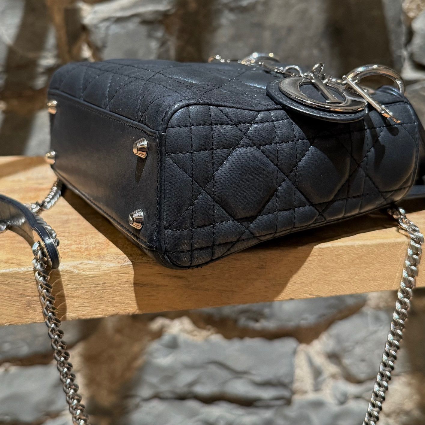 Dior Dior 2015 Metallic Midnight Blue Calfskin Mini Lady Dior Bag Size ONE SIZE - 9 Thumbnail