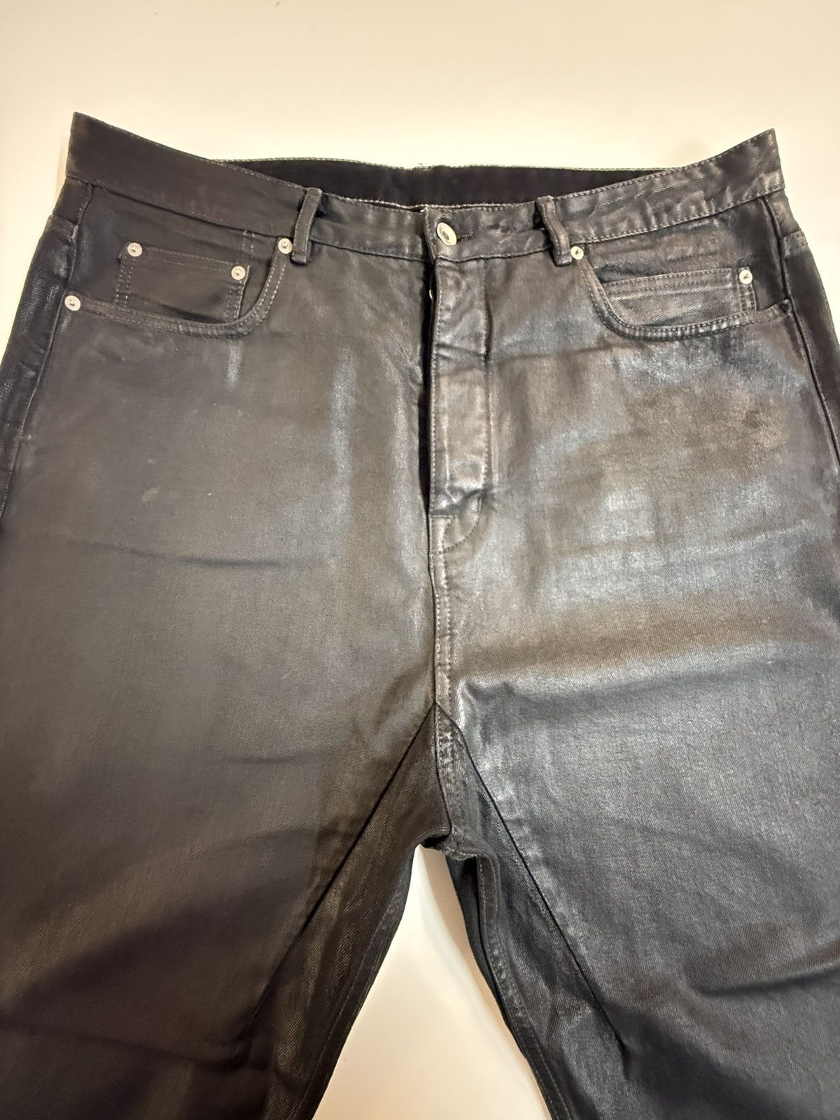 Rick Owens Drkshdw Rick Owens DRKSHDW "Collapse Cropped" Black Wax Jeans — 38 Size US 38 / EU 54 - 6 Thumbnail