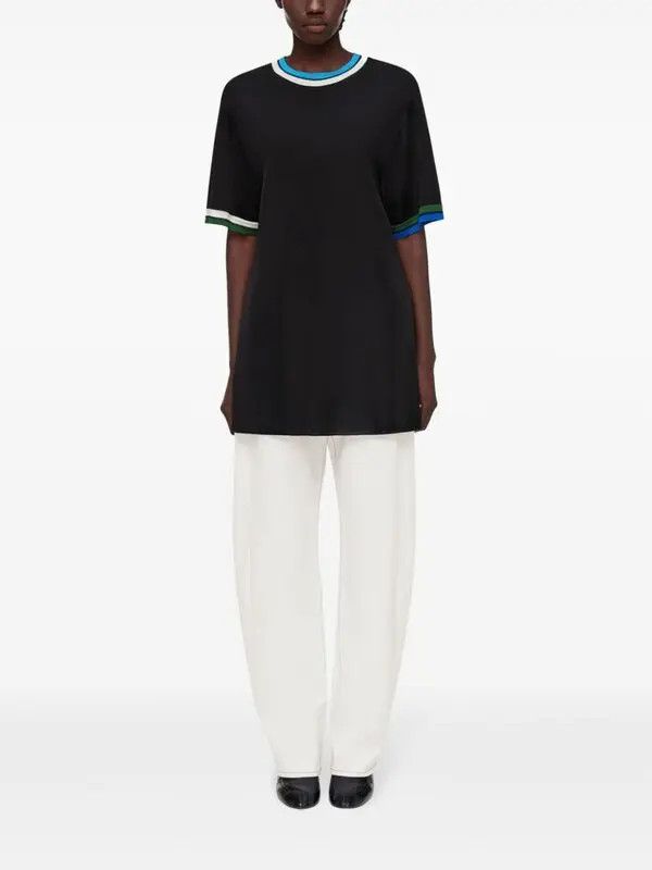 Salvatore Ferragamo o1s1rm0126 Contrasting Trim Knitted Top in Black Size M / US 6-8 / IT 42-44 - 2 Thumbnail