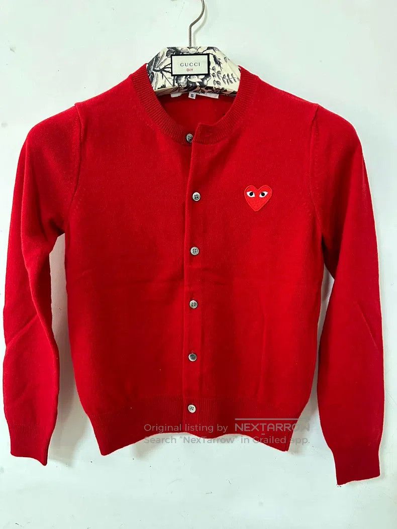 Comme Des Garcons Classic red heart wool cardigan
