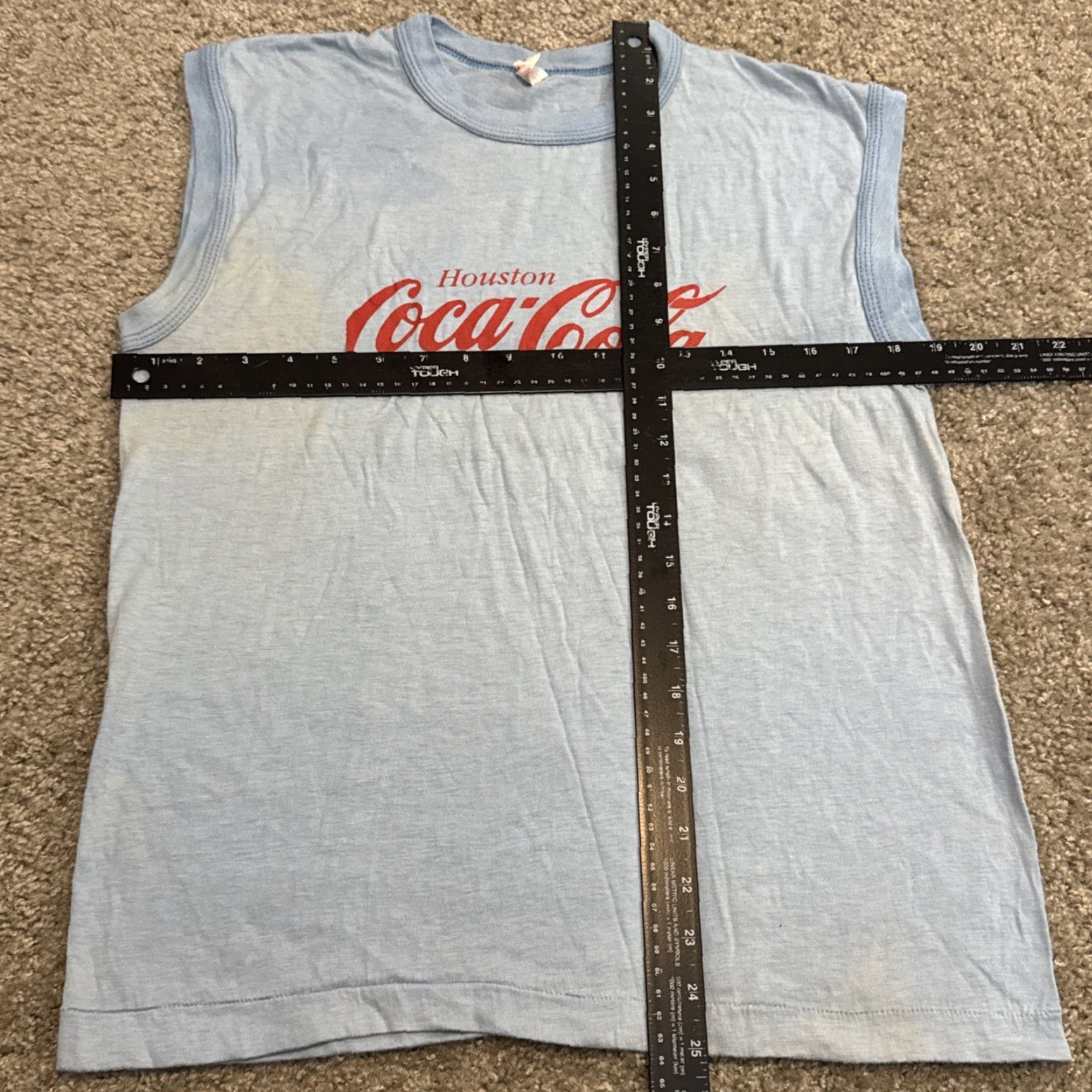 Vintage VINTAGE Coca-Cola Tank Top T-Shirt Sleeveless Blue L Unisex Adults 1970s Pop Houston TX Size US L / EU 52-54 / 3 - 6 Thumbnail