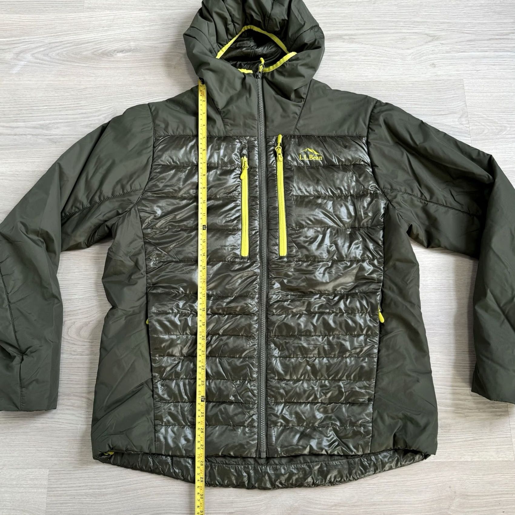 Vintage L.L. Bean Downtek Primaloft Hybrid Jacket Down Full Zip Hooded Green Mens Large Size US L / EU 52-54 / 3 - 6 Thumbnail
