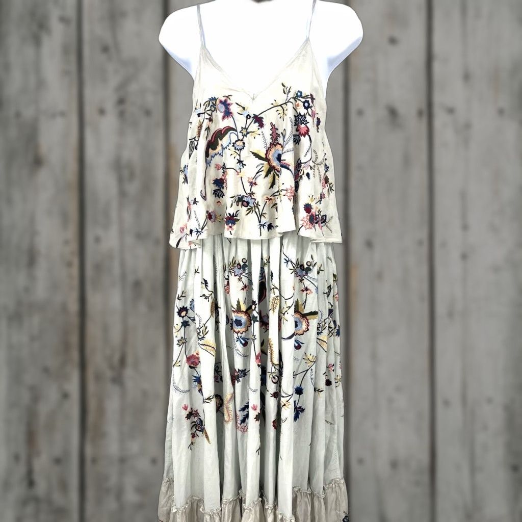 Anthropologie VINTAGE Anthropologie Maxikleid Women's S Gray Floral Sleeveless V-Neck Casual Elegant Spring Summer 2024 Girls Size S / US 4 / IT 40 - 1 Thumbnail