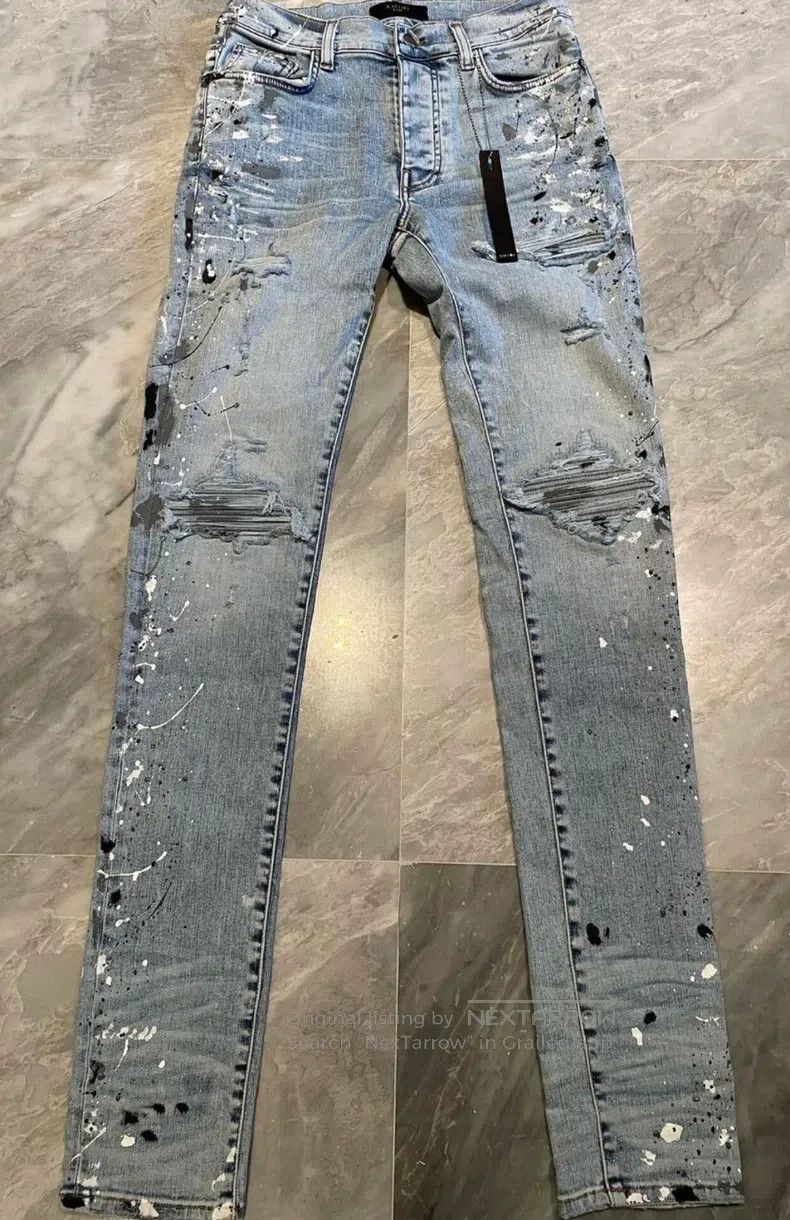 Amiri Amiri Size 30 Splashed Blue Jeans Size US 30 / EU 46 - 1 Thumbnail