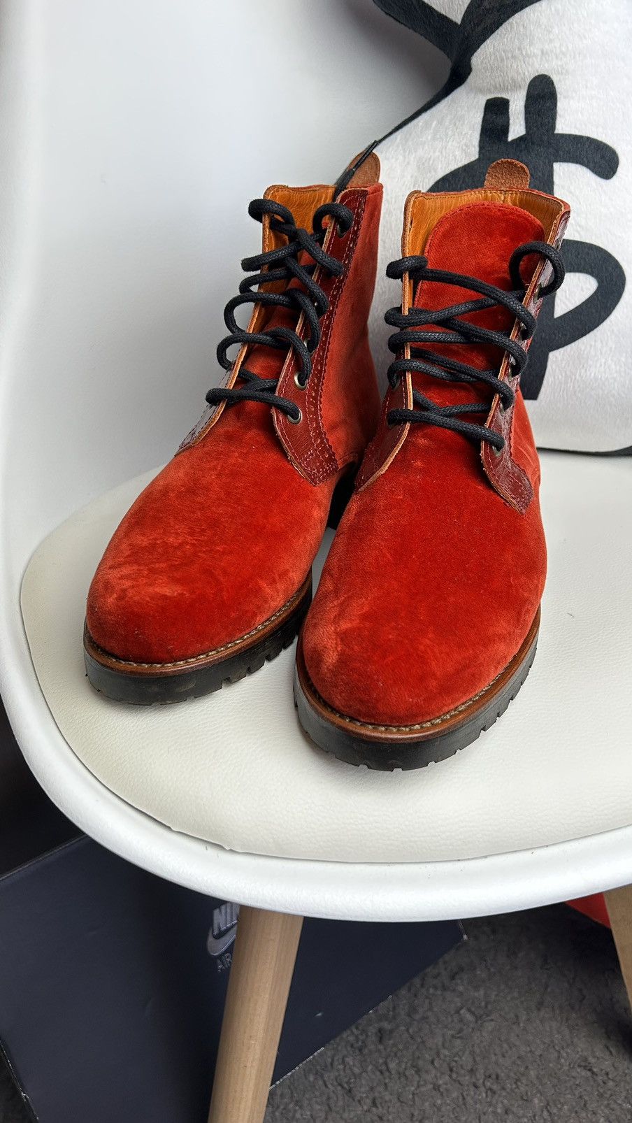 Other PENELOPE CHILVERS Burnt Orange Velvet Laced Anckle Boots Size US 10 / IT 40 - 3 Thumbnail