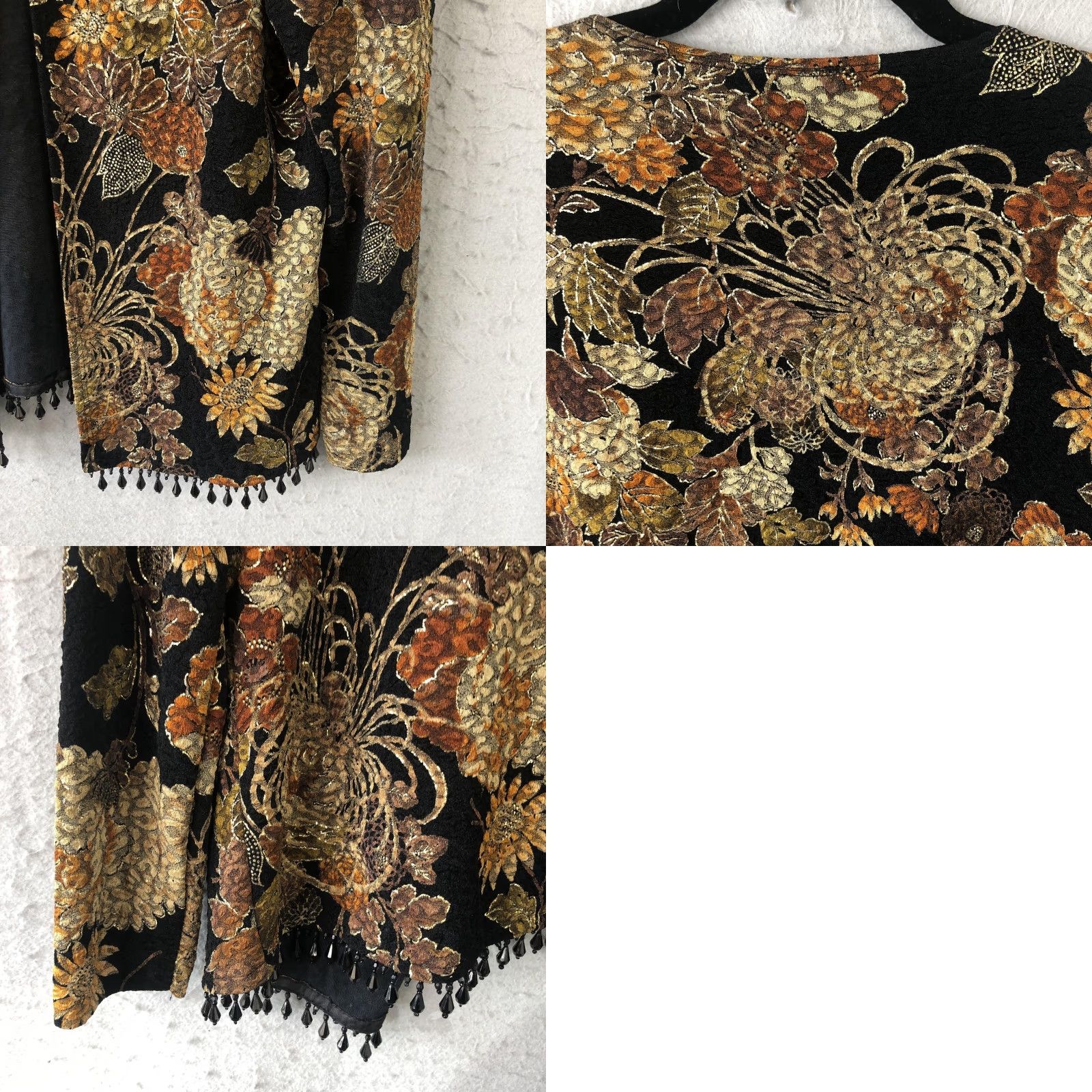 Vintage MSK Jacket Womens M Black Floral Brocade Beaded Fringe Evening Made in USA Size M / US 6-8 / IT 42-44 - 9 Thumbnail