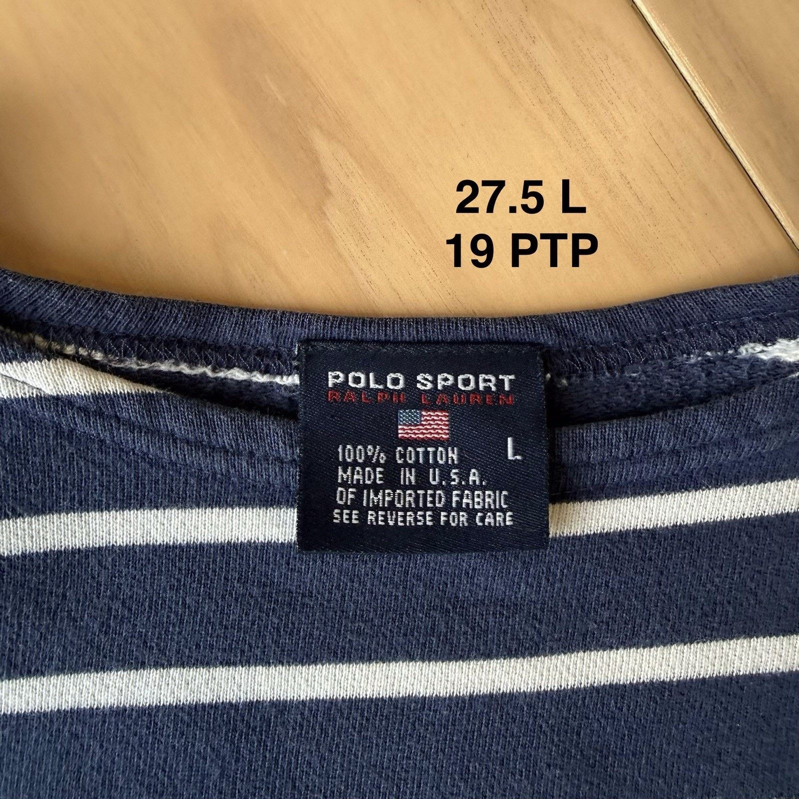 Polo Ralph Lauren Vintage Polo Sport Shirt Women's L Navy Striped Long Sleeve Size L / US 10 / IT 46 - 6 Thumbnail