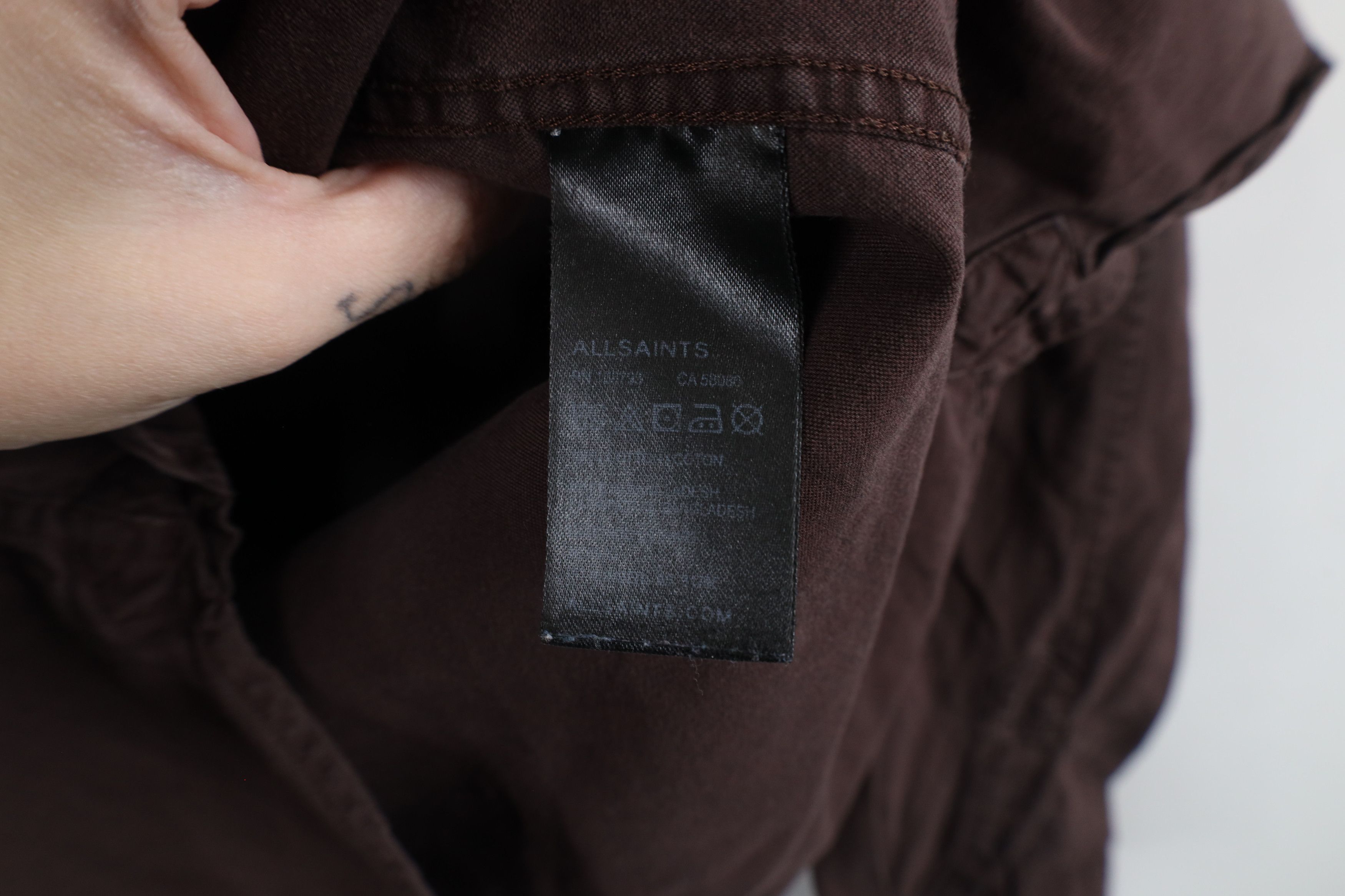 Allsaints × Vintage AllSaints Fit Distressed Collared Button Down Shirt Brown Size US M / EU 48-50 / 2 - 8 Thumbnail
